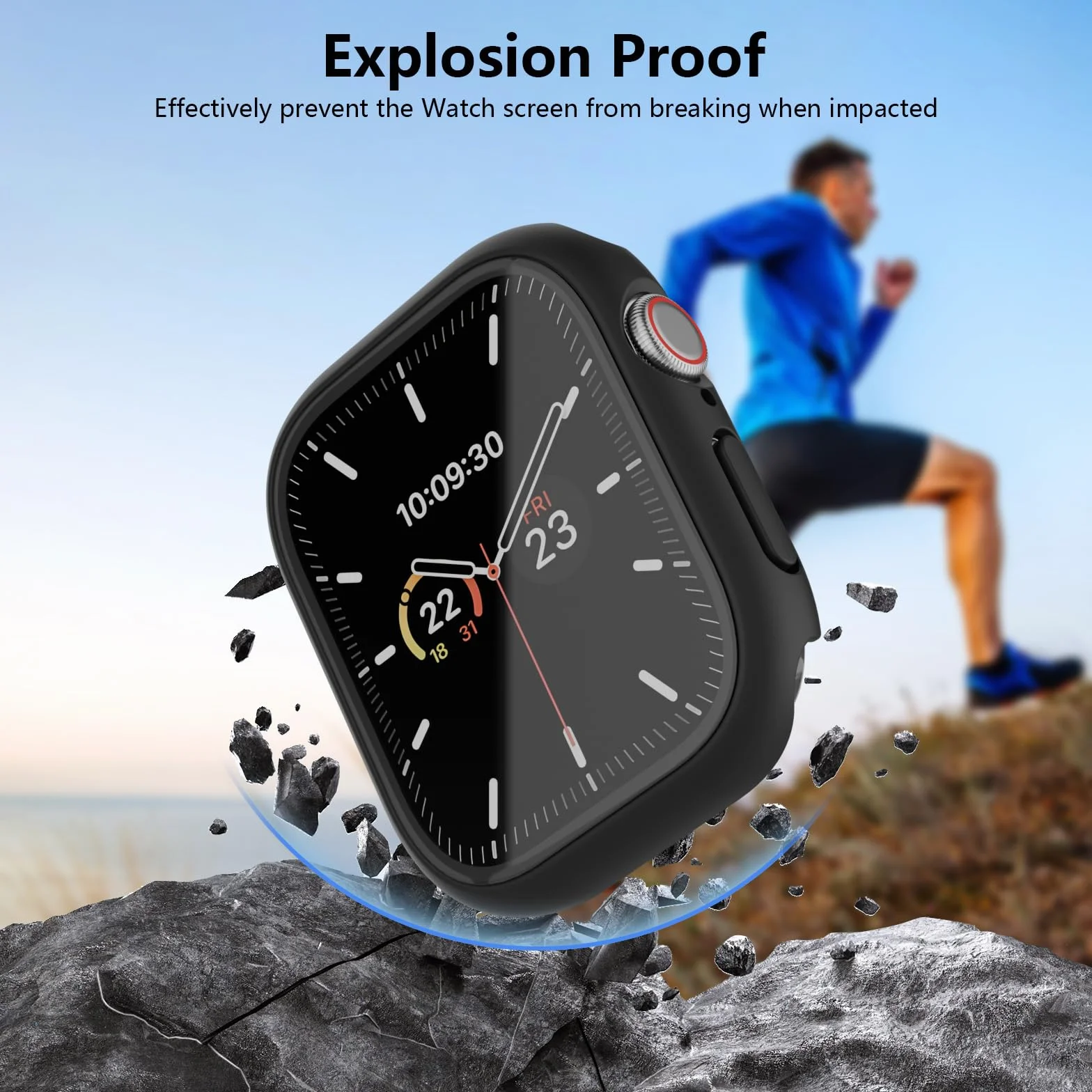 4 szt. etui kompatybilne z Apple Watch Series 11 10 42 mm ze szkła hartowanego, iWatch Case ochraniacz ekranu i etui ochronne do Apple Watch Series 11 10 42 mm (4 czarne)