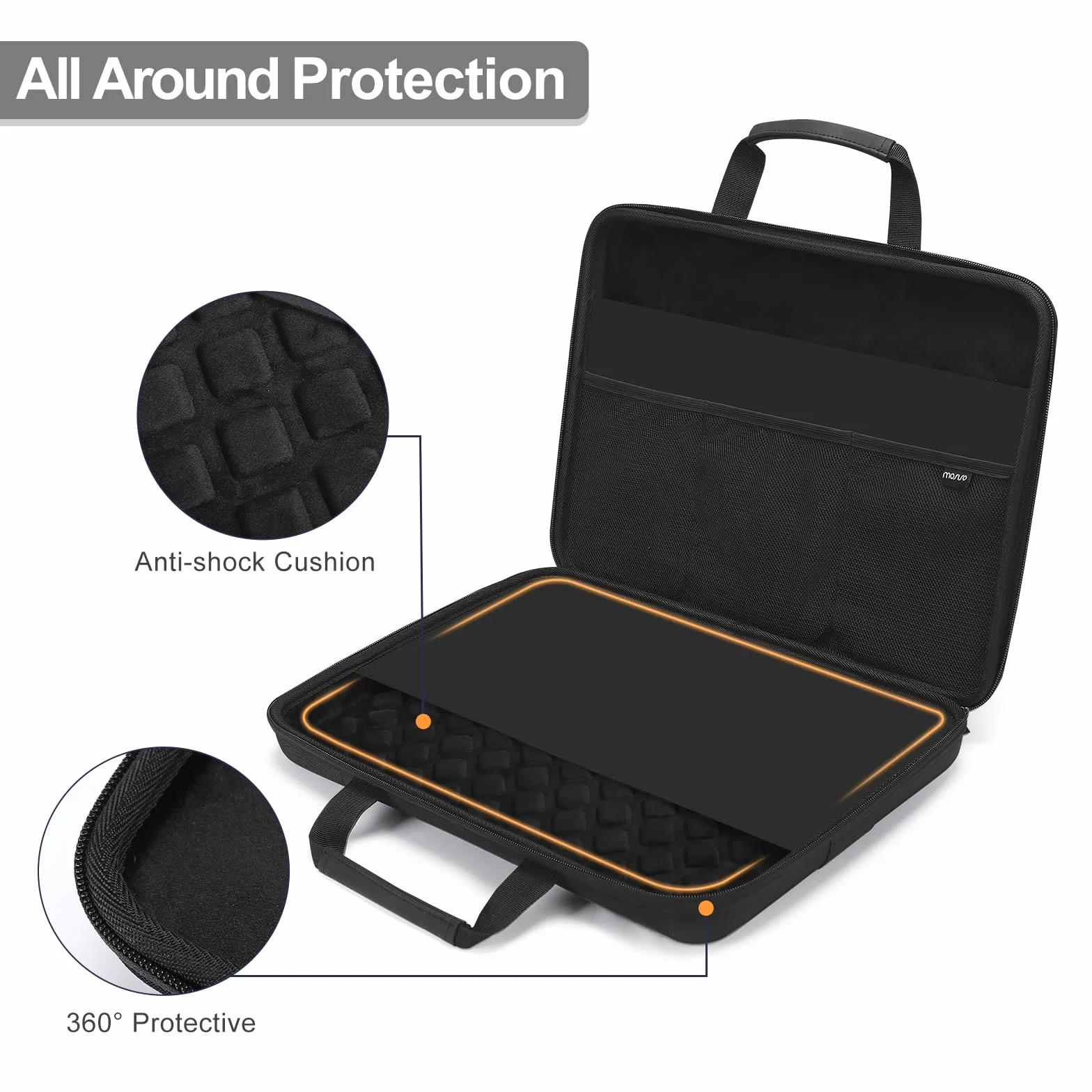 MOSISO Twarda obudowa na laptopa 15,6-16 cala, odporna na wstrząsy wodoodporna obudowa na laptopa, twarda obudowa, kompatybilna z MacBook HP Dell, torba na komputer z solidnym uchwytem, przednią