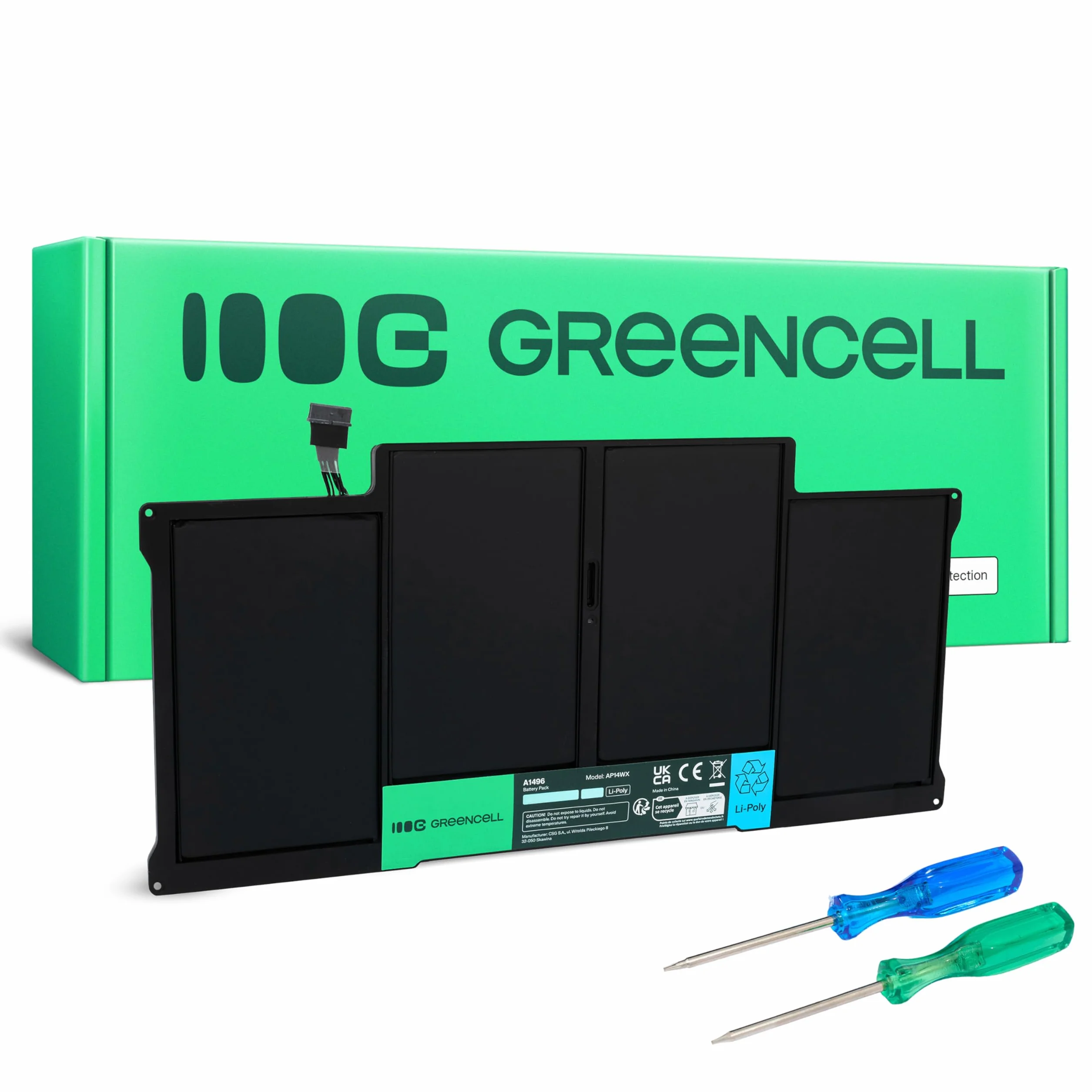 Green Cell A1496 A1405 A1377 akumulator do Apple MacBook Air 13 A1369 A1466 (2010, 2011, 2012, 2013, 2014, 2015, 2017) laptop (7200 mAh, 7,6 V, kolor czarny)