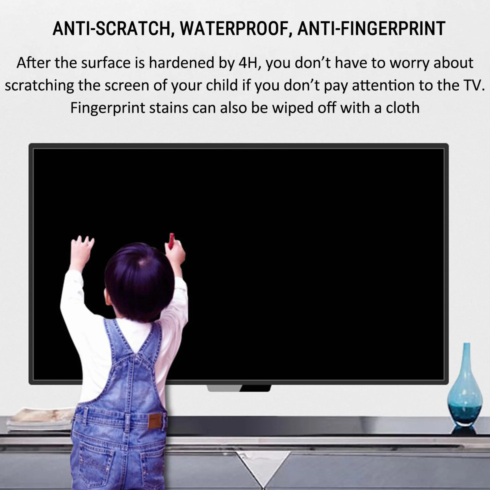 4H Matowy Ochraniacz Ekranu TV LCD Antyodblaskowy, Skuteczność Antyodbicia Do 90%, Antybłękitny/Antyodblaskowy Film Filtr Zmiękcza Światło, Zmniejsza Zmęczenie Oczu / 75 cali 1645 X 930mm / Niebieski