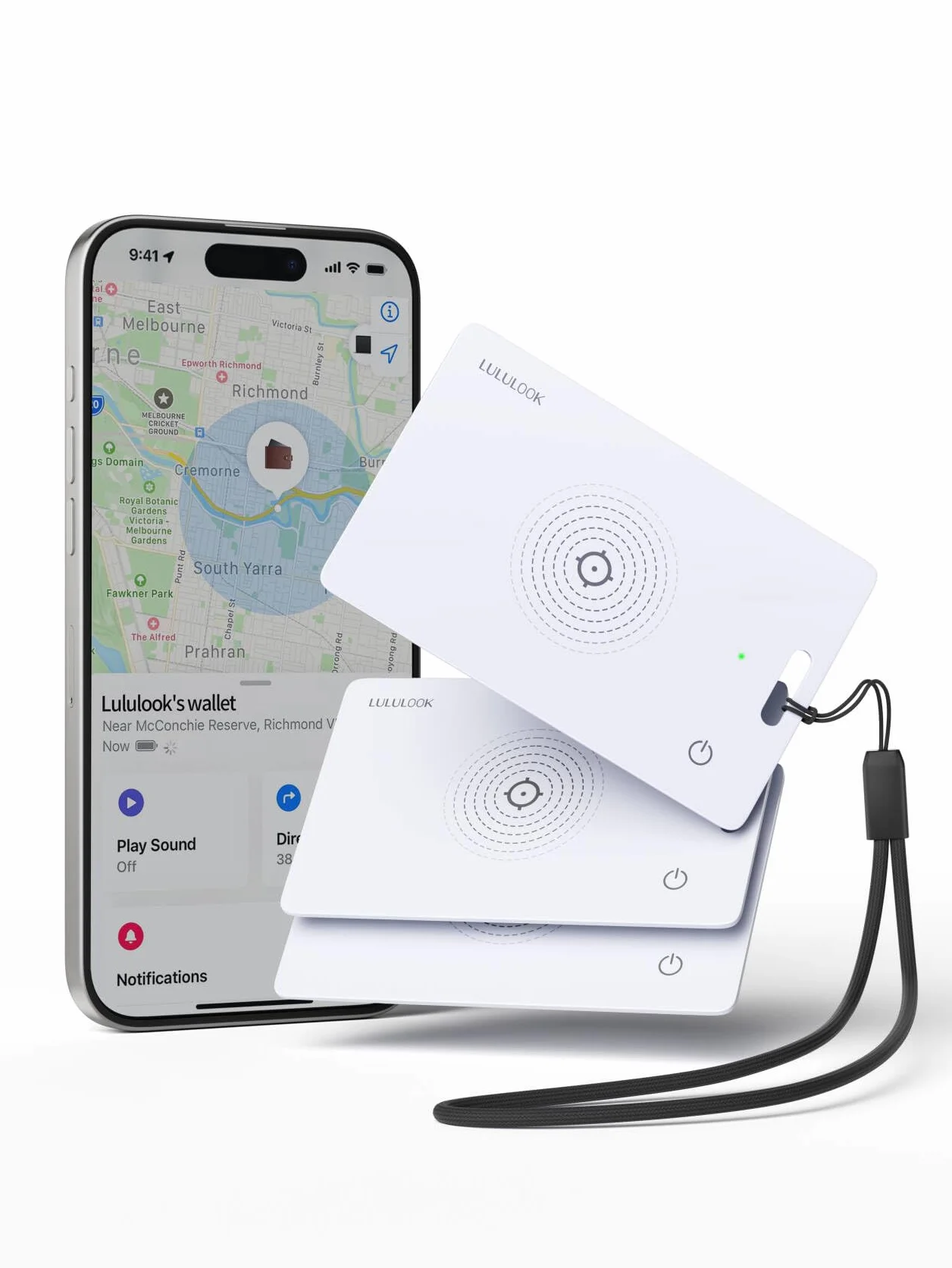 LULULOOK Karta AirTag z możliwością ponownego ładowania, 3 sztuki, cienkie portfele, tracker Smartcard Tracker kompatybilny z Apple Find My (tylko z systemem iOS) karta Bluetooth do portfela