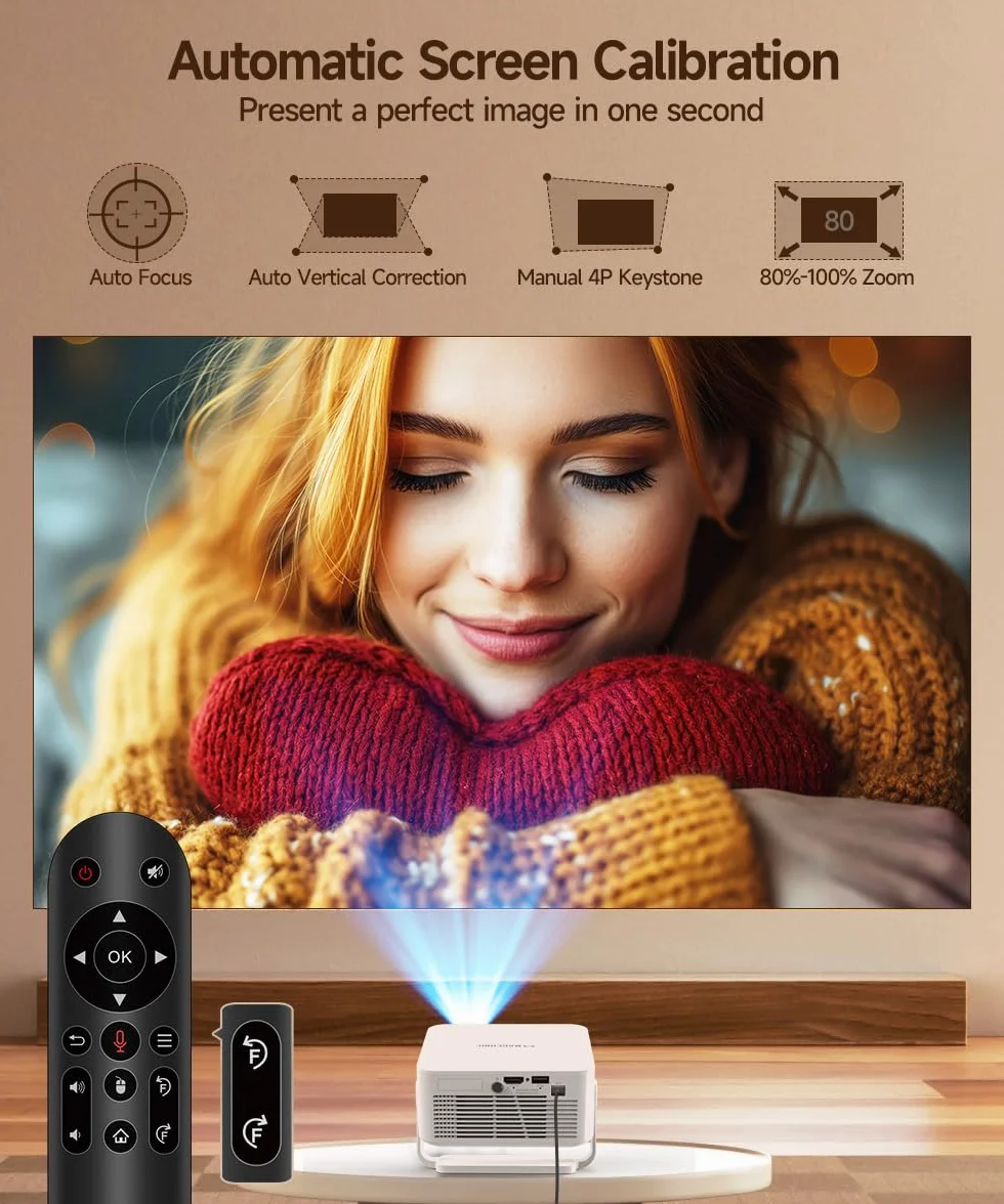 Magcubic Projektor, HY300max Mini projektor 4K i 8K z podwójnym zakresem WiFi 6 BT 5.4, 260 ANSI obsługuje autofokus i korekcję trapezu, nadaje się do projektora kina domowego