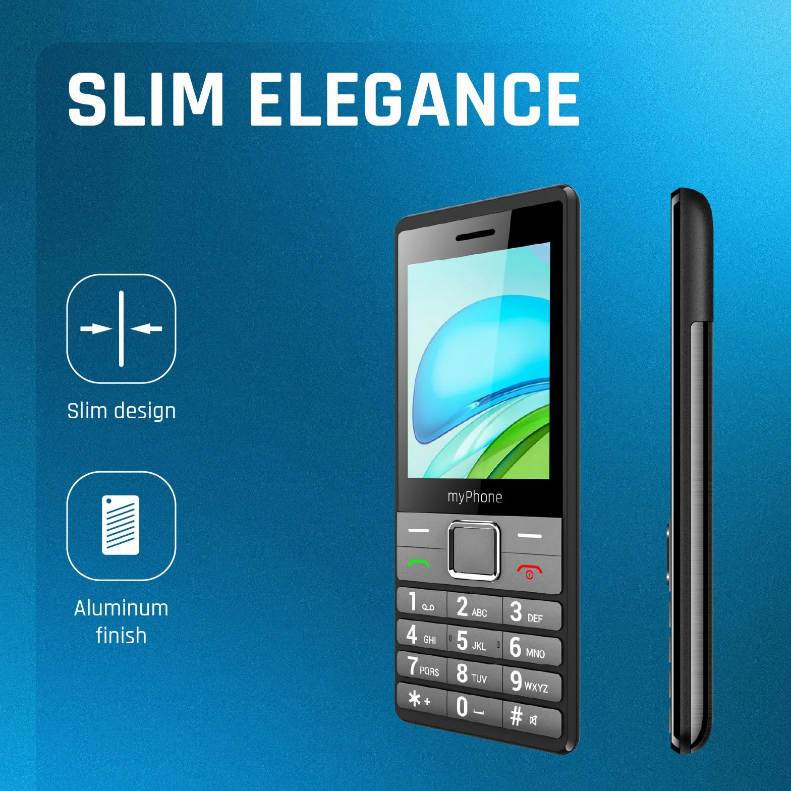 myPhone 7340 LTE telefon dla seniora bez abonamentu, 4G telefon z klawiaturą z dużym wyświetlaczem, elegancki telefon klasyczny, Dual SIM, długi czas pracy baterii