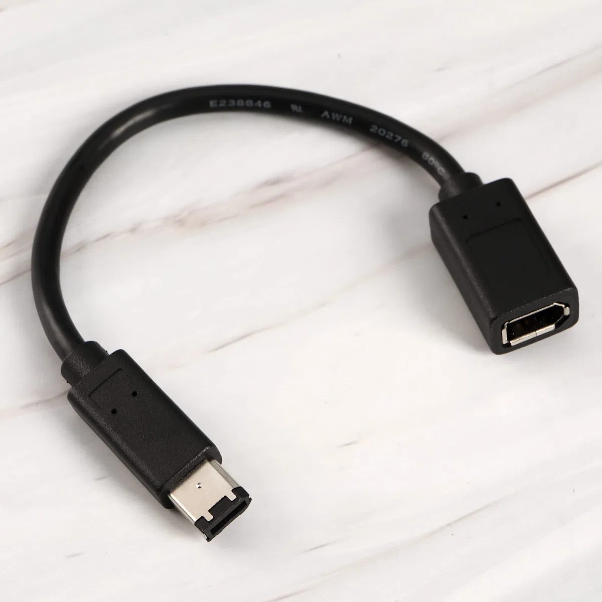 IEEE 1394 6Pin ?e?skie do 1394 6Pin m?skie Firewire 400 do 800 kabel adapter do przesy?ania danych kabel konwertera kompatybilny z MacBook Pro Mac Mini czarny 22cm