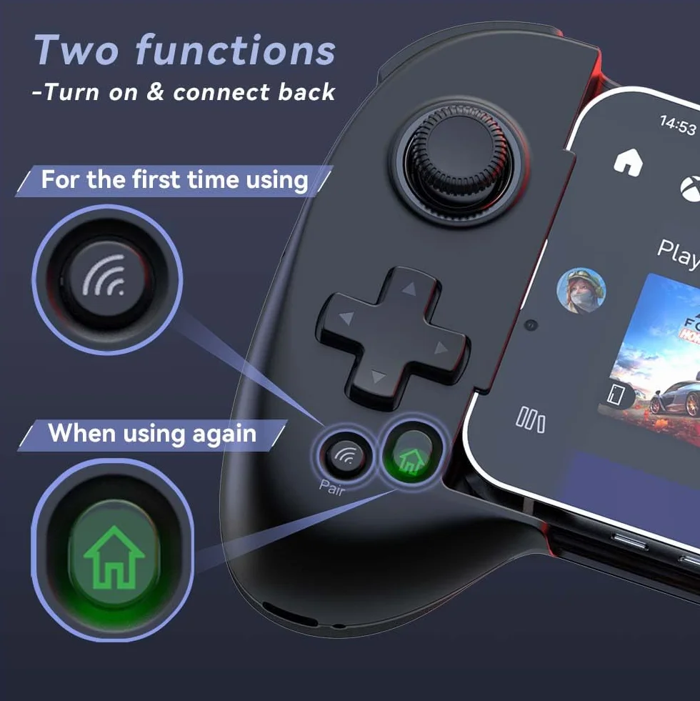 ShanWan Kontroler Android dla Androida/iOS, mobilny kontroler z mapowaniem przycisków, mobilny kontroler do gier Xbox Cloud Steam Link GeForce NOW MFi Arcade Games
