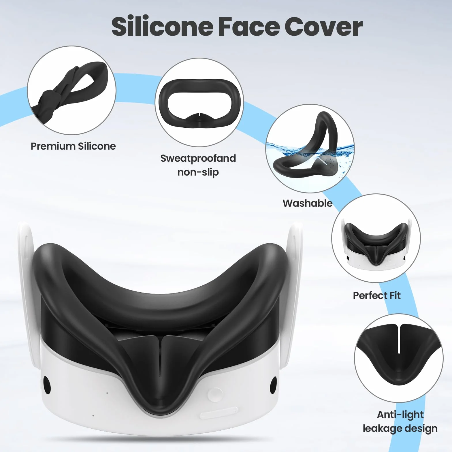 Silikonowe etui ochronne do Meta Quest 3S, 5 w 1, osłona na kontroler i VR, joystick caps
