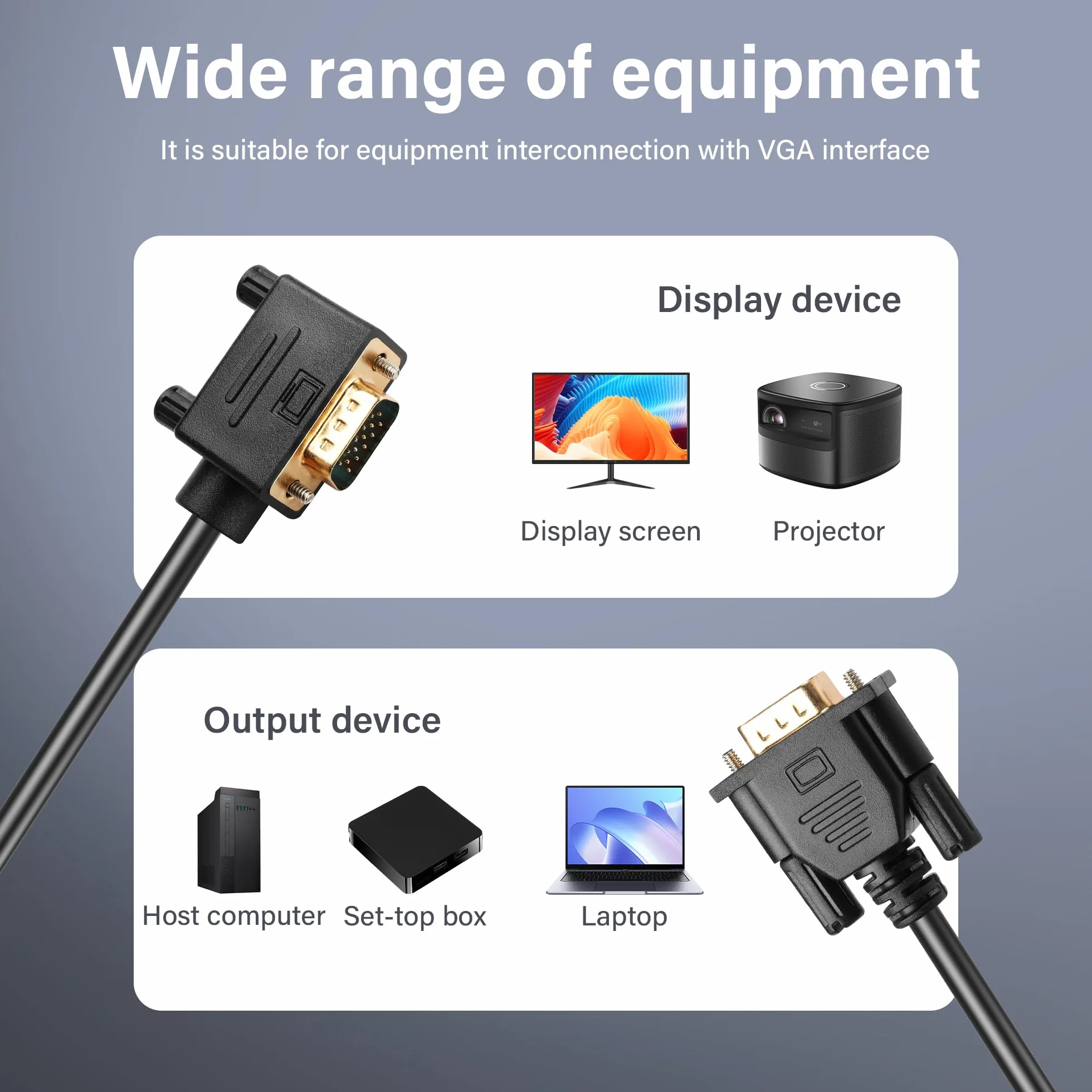 Kabel VGA RGB 90 stopni, 1,5 m, 1080P Full HD Lewy kąt VGA męski na męski VGA do monitora komputerowego, projektora i innych (1,5 M)