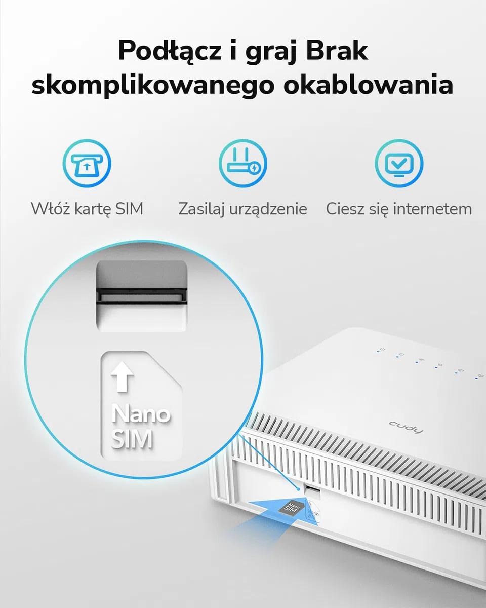 Cudy Odblokowany router 4G LTE Cat 4 Fast Modem z gniazdem na kartę SIM, AC1200 WiFi, OpenVPN, Wireguard, IPsec, klient VPN, anteny wewnętrzne, Mesh, LT500E