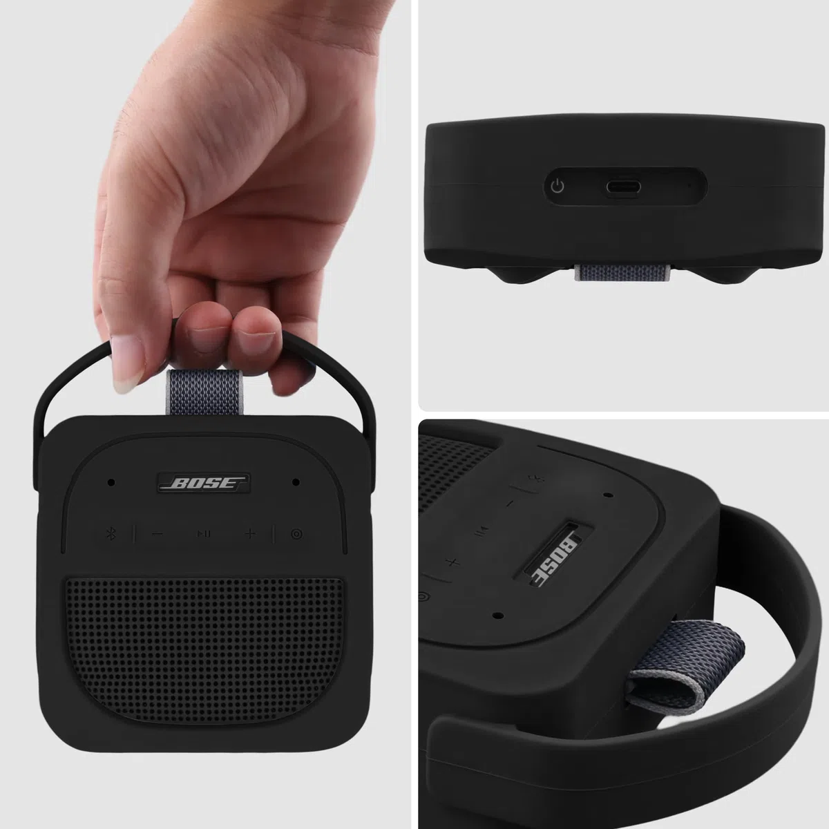 co2CREA Silikonowy pokrowiec do noszenia do Bose przenośny głośnik SoundLink Micro 2 gen, przenośny, ultralekki, silikonowy pokrowiec ochronny z karabińczykiem i paskiem na ramię