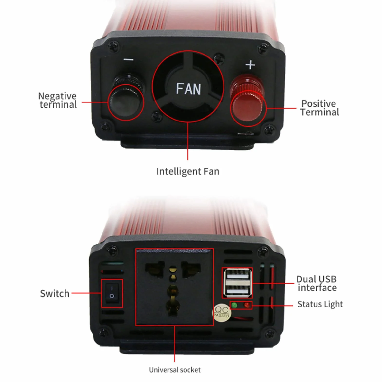 Falownik 1000 W, 12 V/24 V do 110 V/220 V 5000 W Moc Szczytowa Falownik Sinusoidalny do Pojazdów Samochodowych RV (24 V do 220 V)