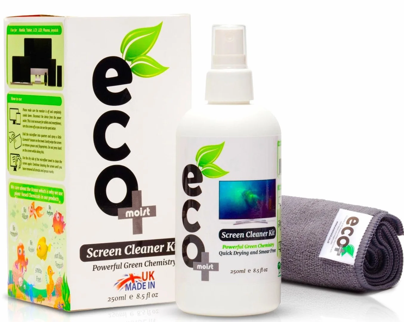 Ecomoist Naturalne Ekran Czyściciel Ręcznik z Mikrofibry 250 ml