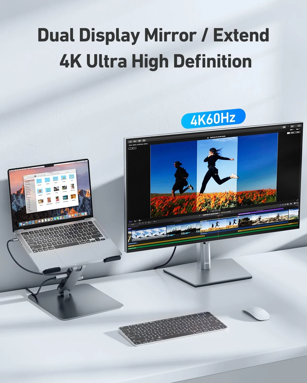 BENFEI Stojak na laptopa ze stacją dokującą USB C 7 w 1 HDMI 4K 60 Hz 100 W Power Delivery 10 Gbps USB-C USB-A 3.2