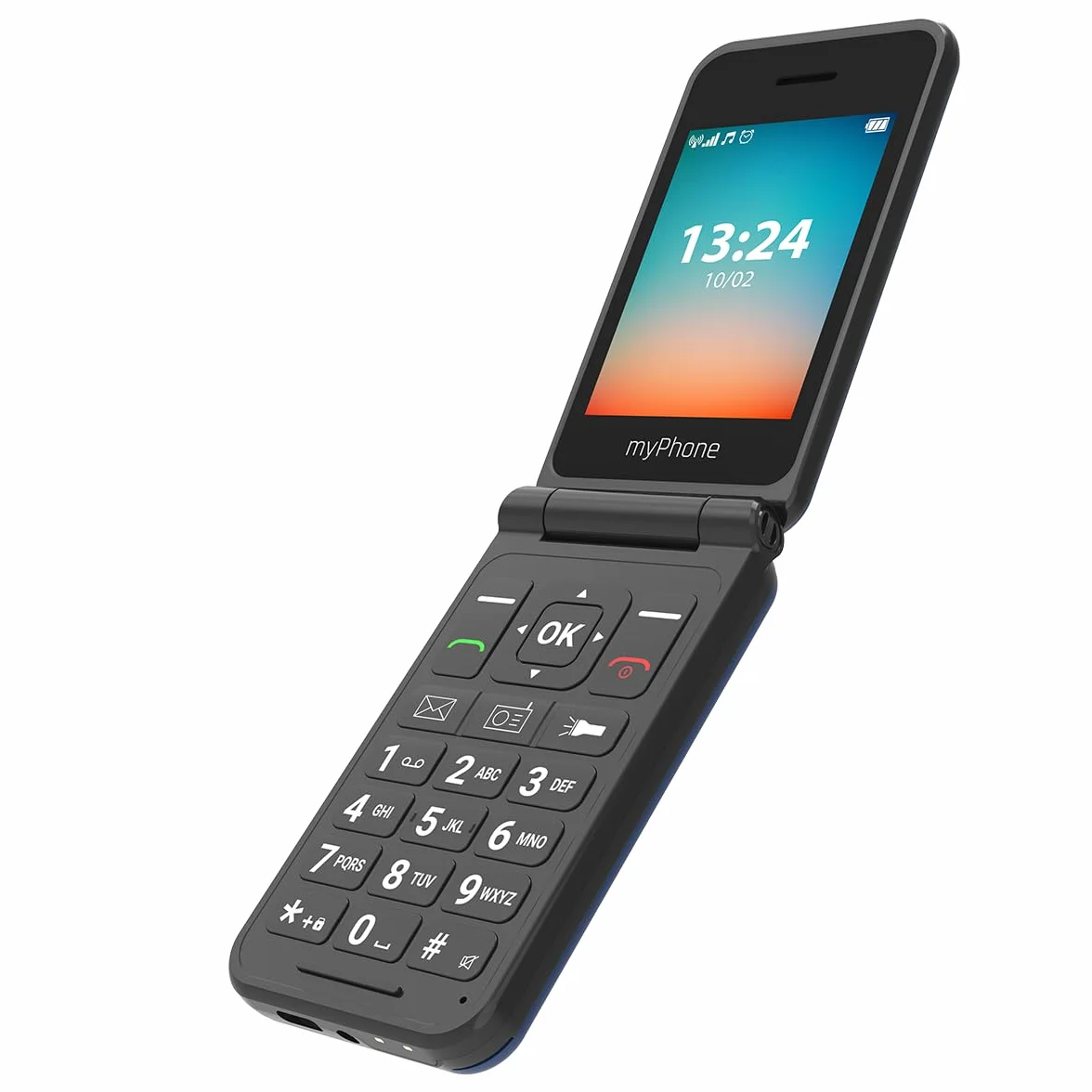 myPhone Flip LTE telefon z klapką dla seniorów przycisk SOS 4G Volte duża bateria 1000 mAh do 6 dni bez ładowania, z latarką, Dual SIM