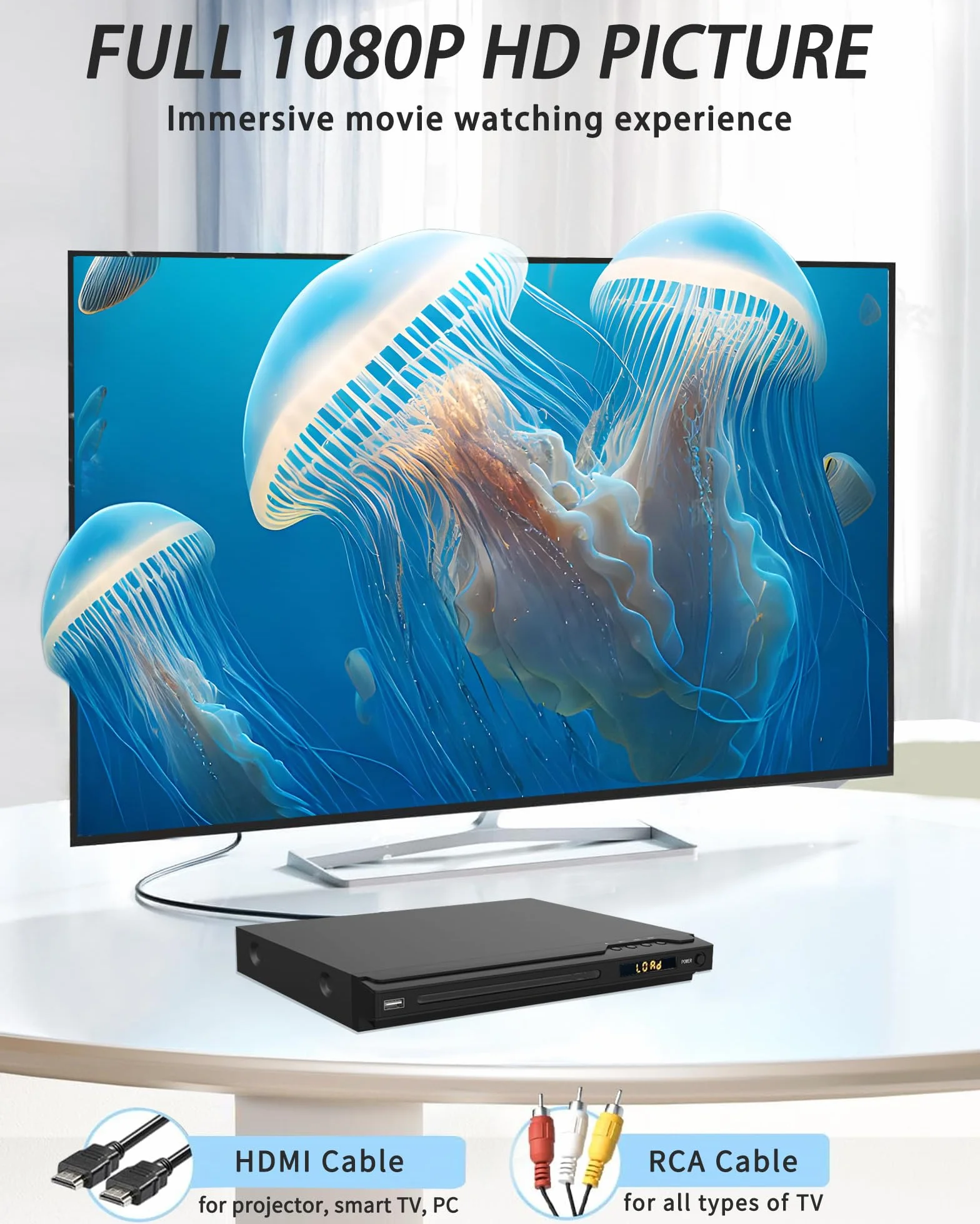 Odtwarzacz DVD 1080P HDMI z pilotem USB AV do telewizora