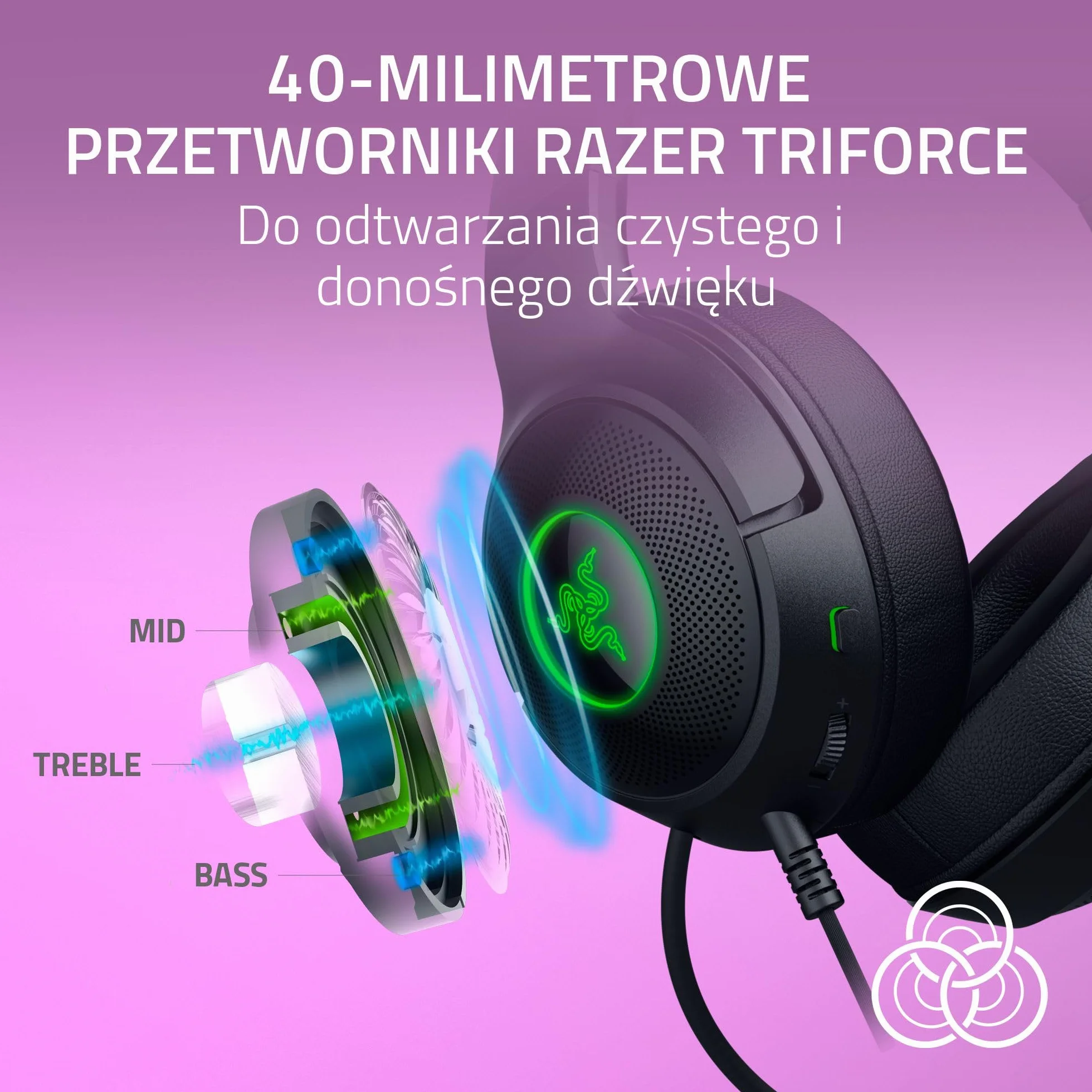 Razer Kraken Kitty V2 - Przewodowy zestaw słuchawkowy RGB z kocimi uszami (oświetlenie reaktywne Stream, HyperClear Micro Cardioid, Przetworniki Triforce 40mm, 7.1 dźwięk przestrzenny) Czarny