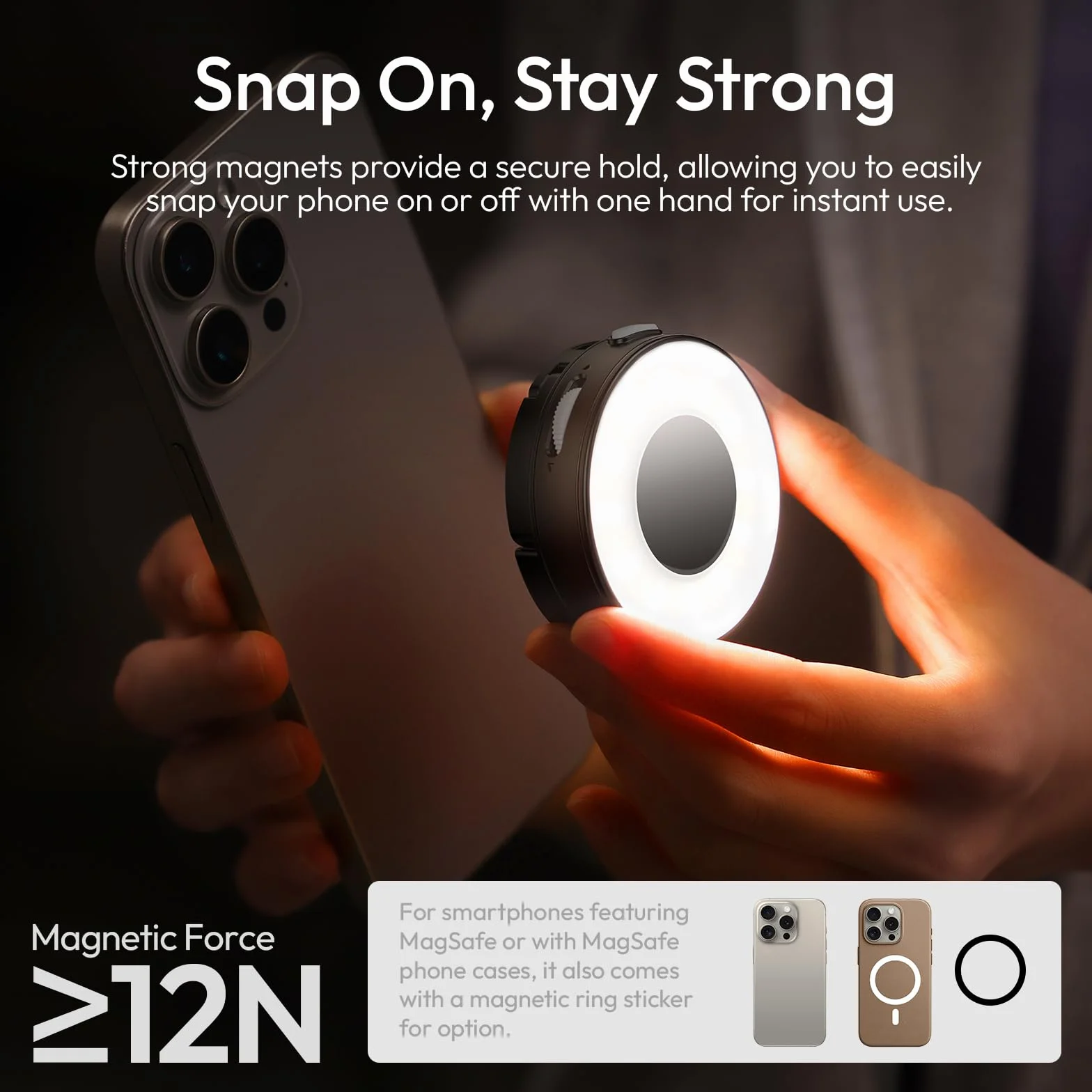 ULANZI ML05 Podwójna magnetyczna lampa pierścieniowa LED do selfie 9000K CRI≥97 Czarny