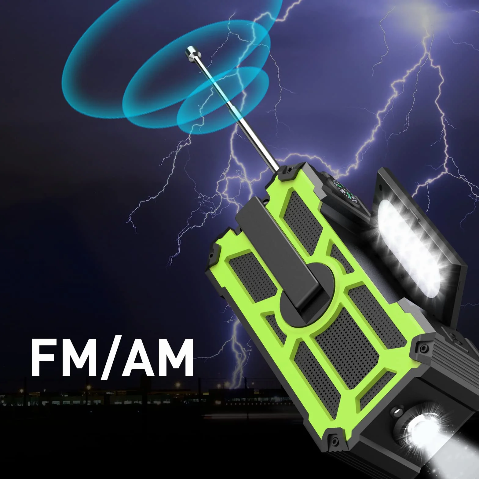 Raddy SW5 Przenośne radio solarne AM/FM IPX5 5000 mAh z korbą i latarką