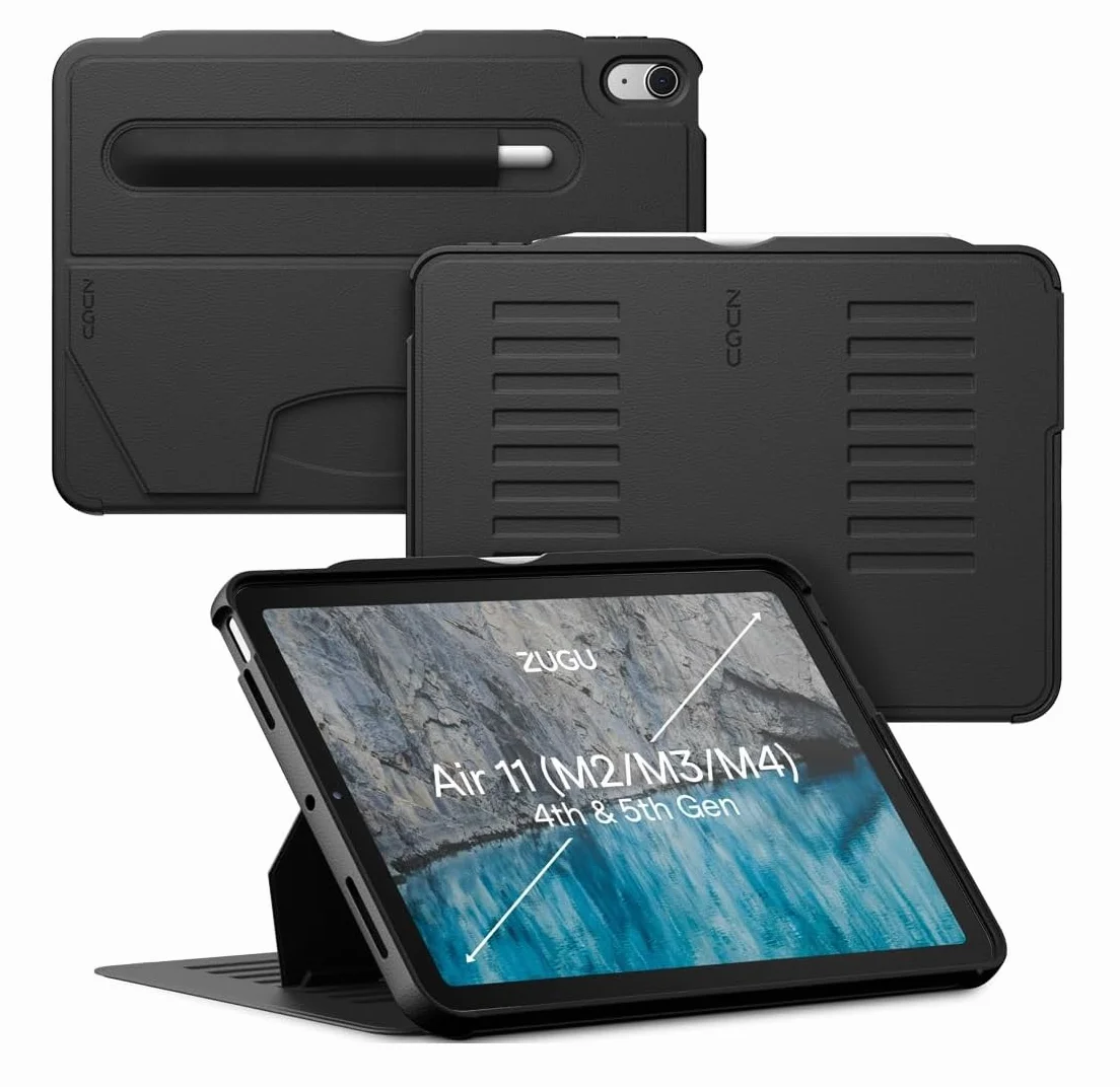 ZUGU CASE Etui Ochronny iPad Air 11 M4 2026 M3 2025 M2 2024 iPad Air 5/4 10.9 Cala Magnetycznie Stojak Ładowanie Apple Pencil Czarny