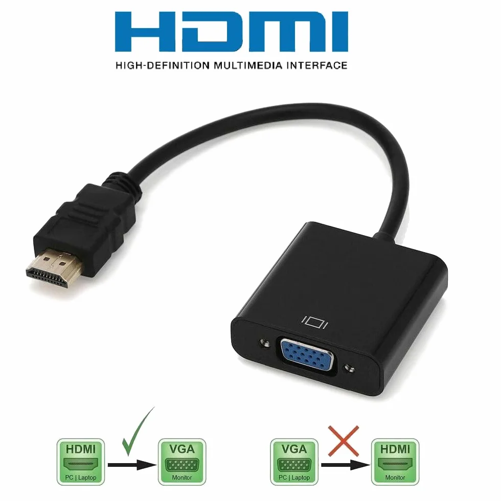 MMOBIEL HDMI do VGA Adapter kablowy -Połysany złoto transmisja samca do żeńskiej 1080p Full HDMI dla monitorów