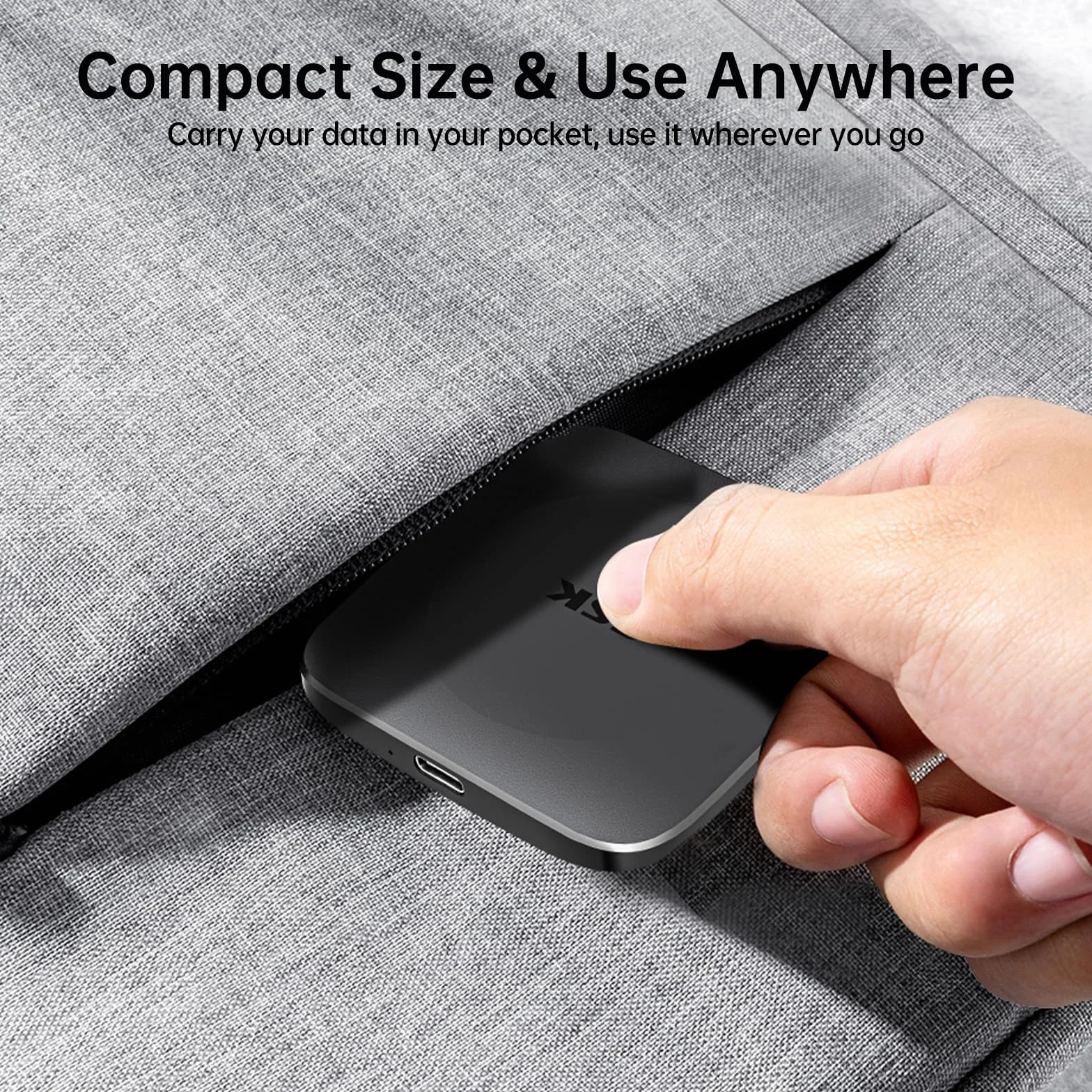 SSK 256GB Portable SSD up to 500MB/s,External Solid State Drive Type-C + USB A Fast External Hard Drive