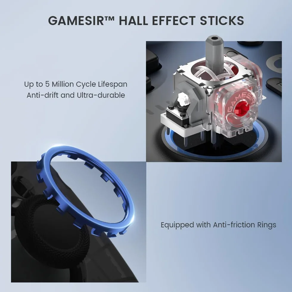 GameSir Super Nova Kontroler bezprzewodowy ze stacją ładującą - Joysticki z efektem Halla - 2 Gyro Switch/Switch, PC, mobilny - Nightfall Blue