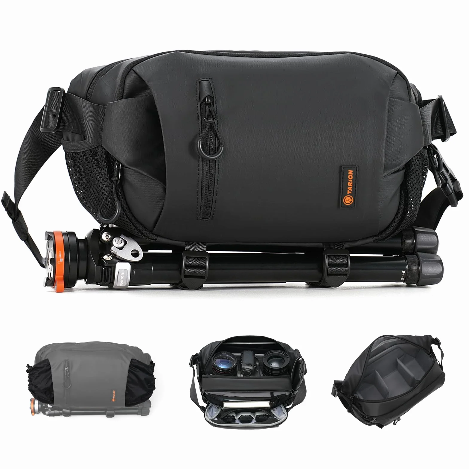 TARION Torba kurierska na aparat outdoorowy, 5 l, torba crossbody z uchwytem na statyw i wyściełanym paskiem oraz zdejmowanymi przegrodami oraz rozszerzalną kieszenią na mokro i na sucho, do