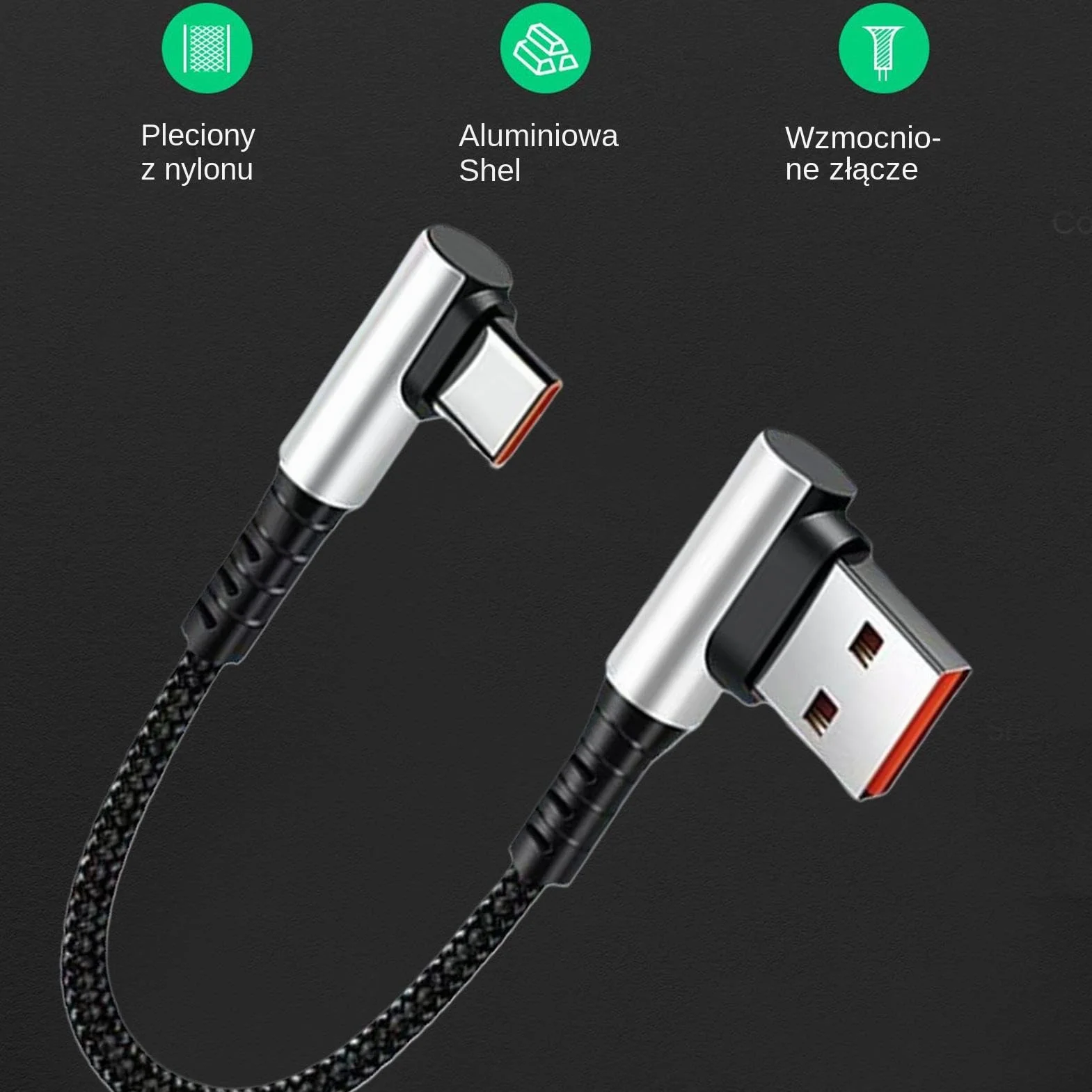 Przewód USB C, kabel ?aduj?cy typu C,Krótki kabel ?aduj?cy 90 stopni typu C Przewód adapterowy - Kabel do szybkiego ?adowania danych K?towy przewód C do samochodu i telefonu