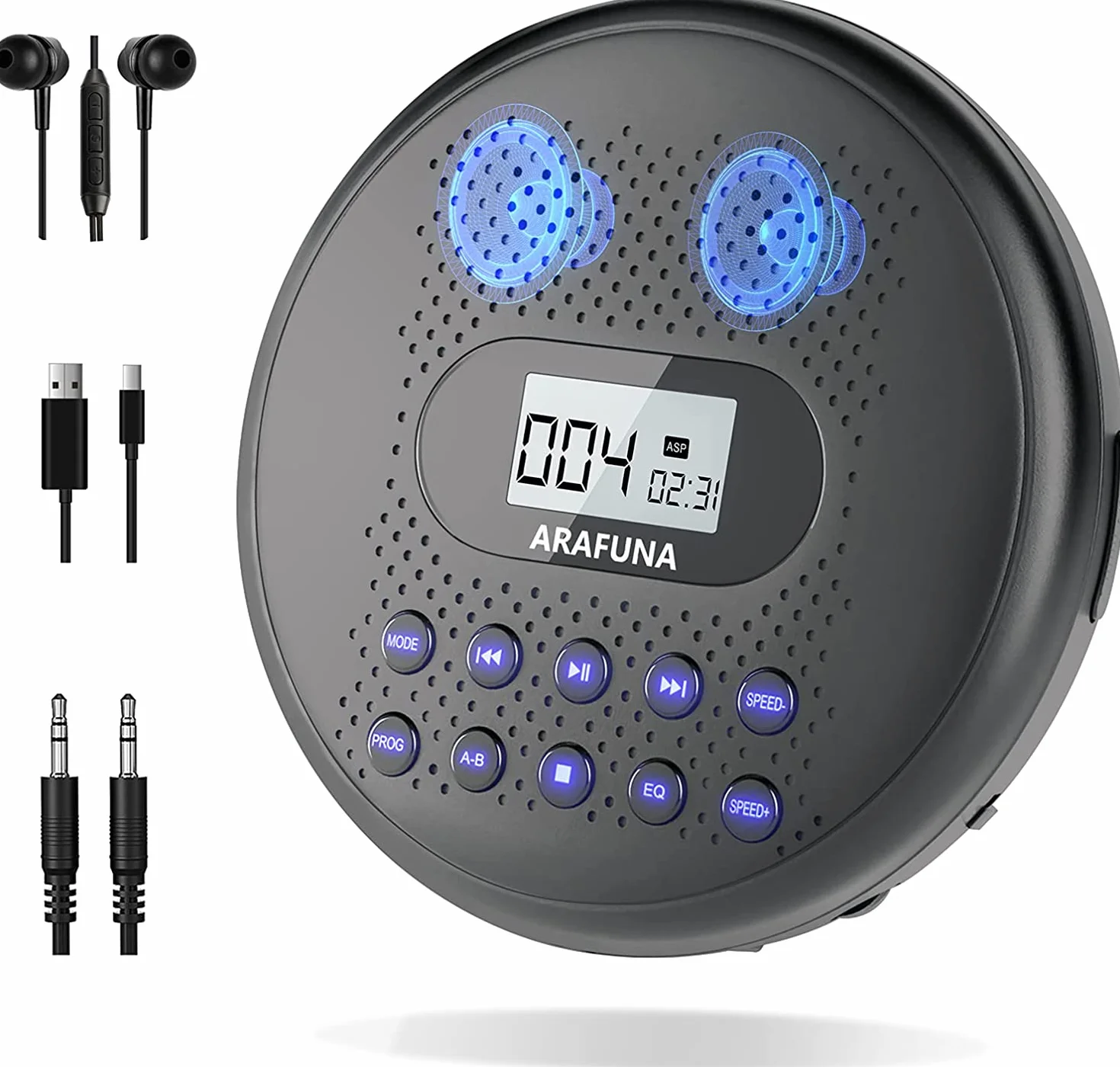 Arafuna Przenośny Odtwarzacz CD Discman z Głośnikiem Samochodowy