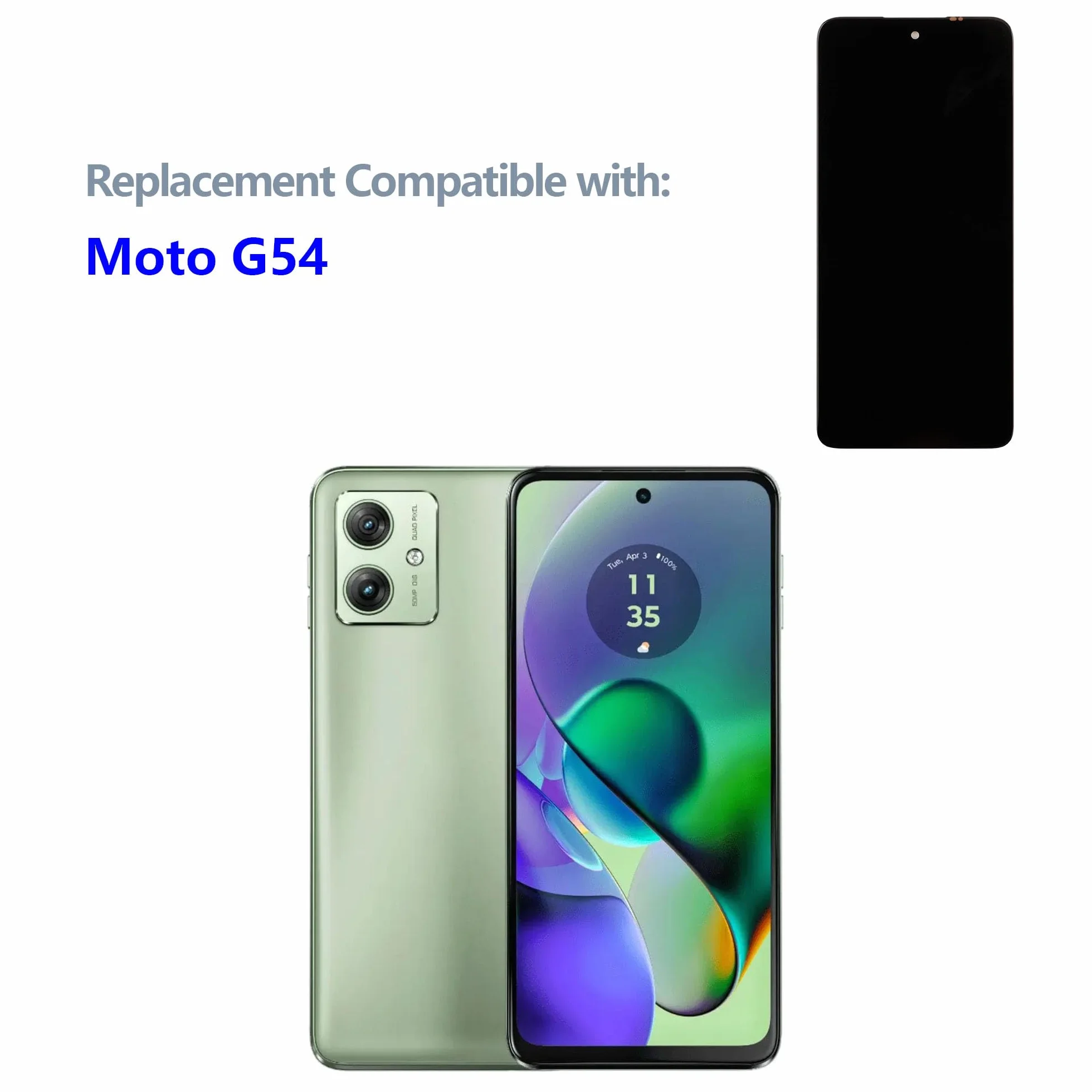 Wyświetlacz LCD 6,5" kompatybilny z Motorola Moto G54 XT2343-1, XT2343-2 (czarny, bez ramki), wyświetlacz LCD, ekran dotykowy, digitizer + zestaw narzędzi