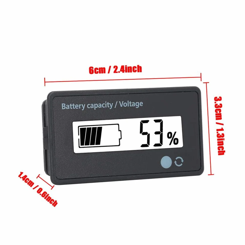 Tester pojemności baterii LCD z alarmem, miernik napięcia 12-84V do akumulatora kwasowo-ołowiowego, bateria litowa, bateria litowo-żelazna (biała)