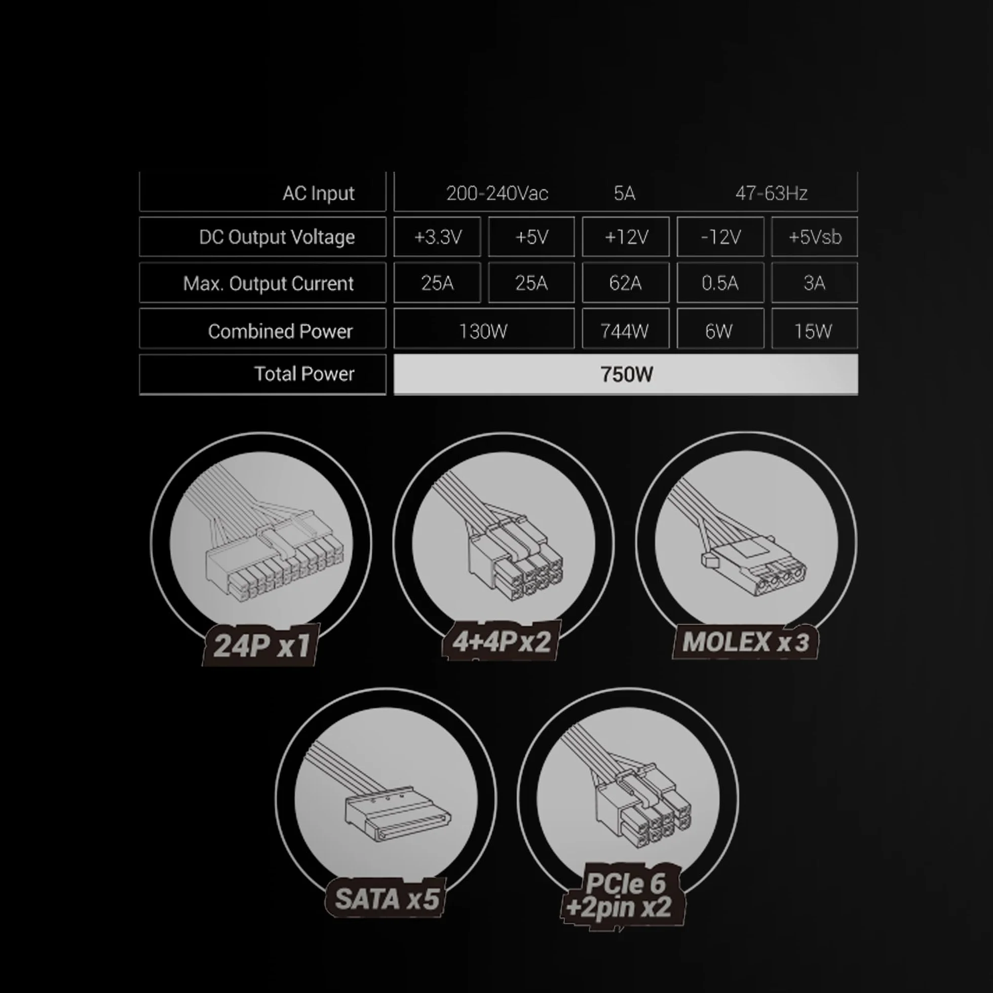MARS GAMING MPB750SIM, W pełni modularny zasilacz ATX 750W, 7 lat gwarancji, 80Plus Bronze 230V EU, 90% efektywności, wentylator SI Extreme Silence 140mm, technologie AI2-RPM, DC-DC i SMD, Czarny