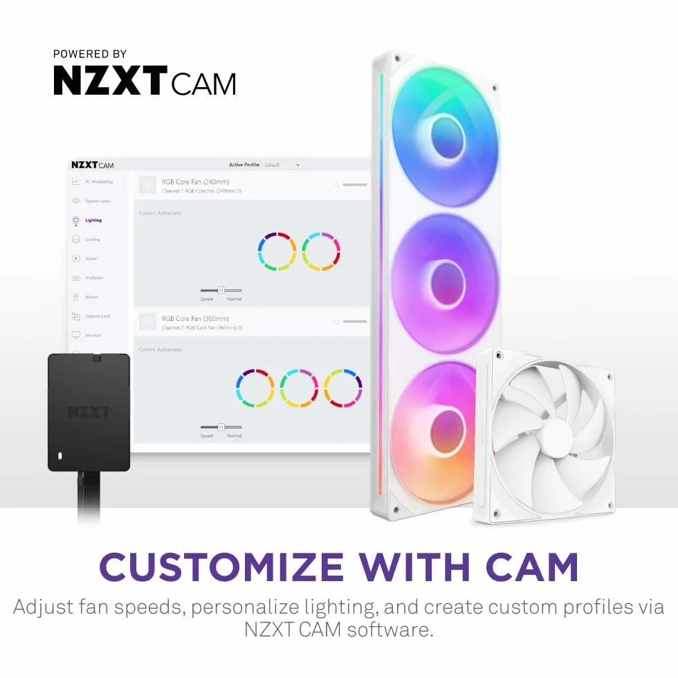 NZXT Control Hub - Cyfrowe sterowanie oświetleniem RGB i prędkością wentylatorów PWM - Sterowanie do 5 wentylatorami PWM lub 4 wentylatorami NZXT Single-Frame - Zasilane przez oprogramowanie NZXT CAM