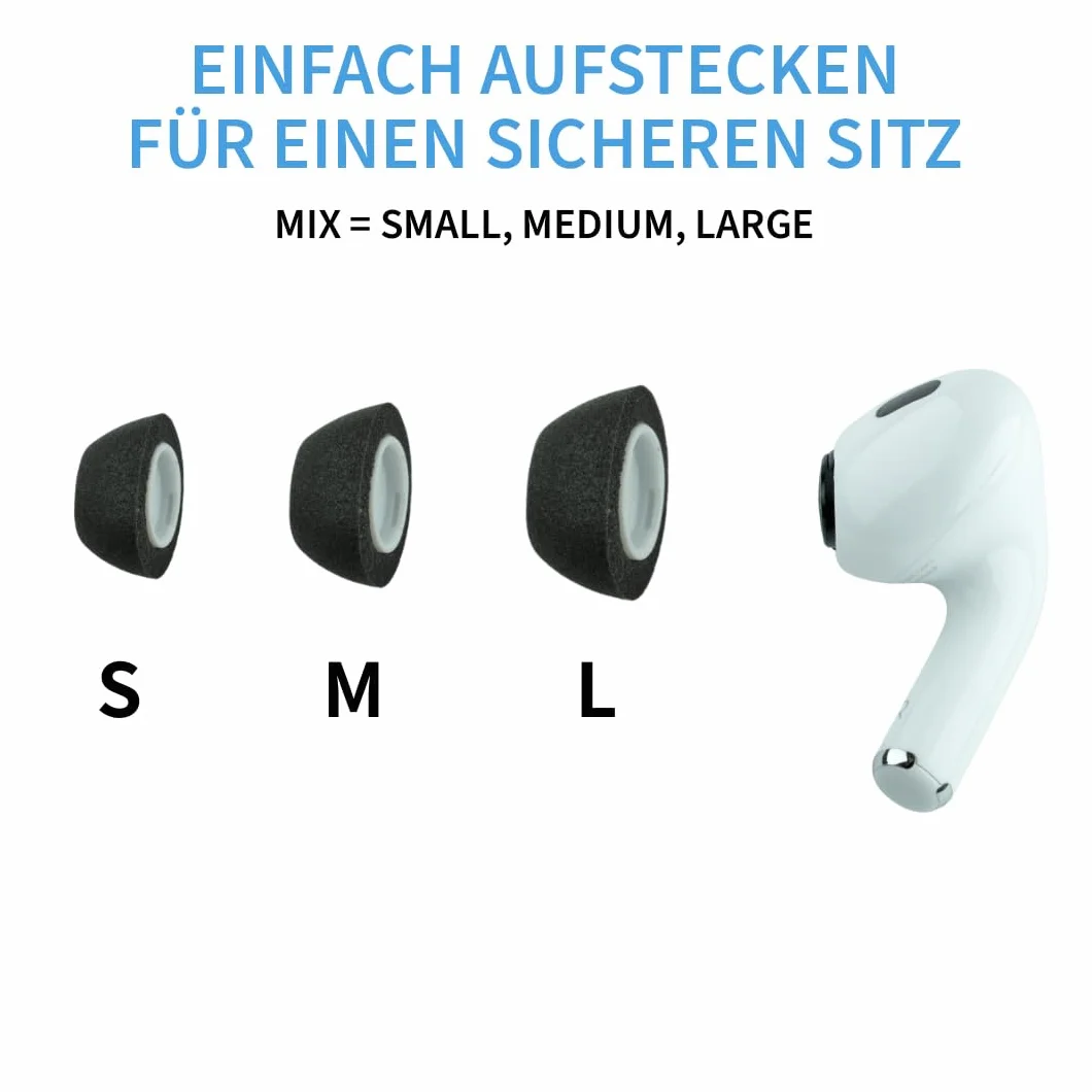 Comply TrueGrip MAX Memory Foam wymienne zatyczki do Apple AirPods Pro 1 i 2 generacji czarne rozmiar L 3 pary