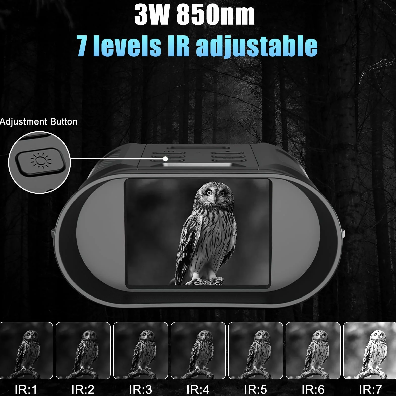 OBEST Noktowizor, 2,4'' HD ekran, lornetka z kamerą do zdjęć i wideo z kartą TF 32 GB, zoom cyfrowy 8x, idealny na kemping, obserwację zwierząt i fotografię