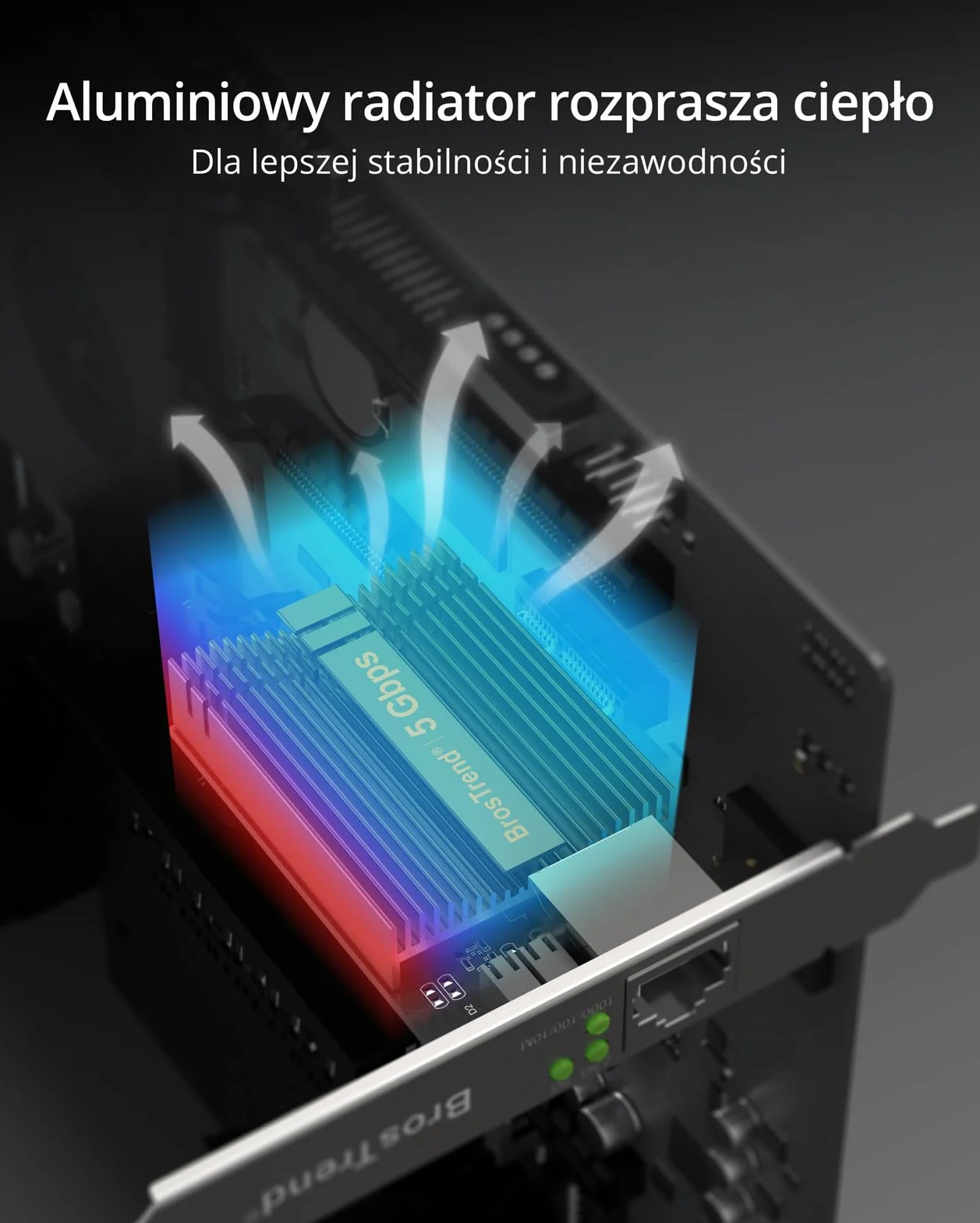 BrosTrend Karta sieciowa 5 Gb PCIe niskoprofilowa Ethernet PCI Express dla Windows 11/10 Server 2022