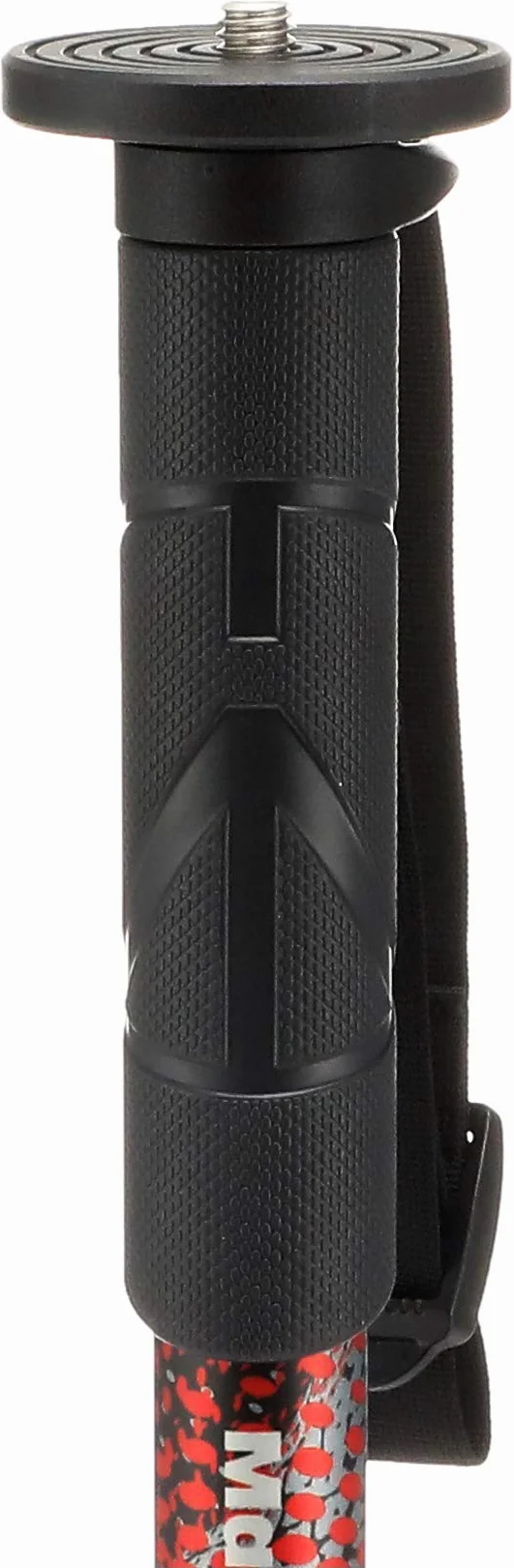 Manfrotto Element MII MMELMIIA5RD, lekki 5-częściowy aluminiowy monopod do kamery podróżnej, czerwony, z paskiem na nadgarstek, gumowy uchwyt, zamki obrotowe, obciążenie 16 kg, do aparatów
