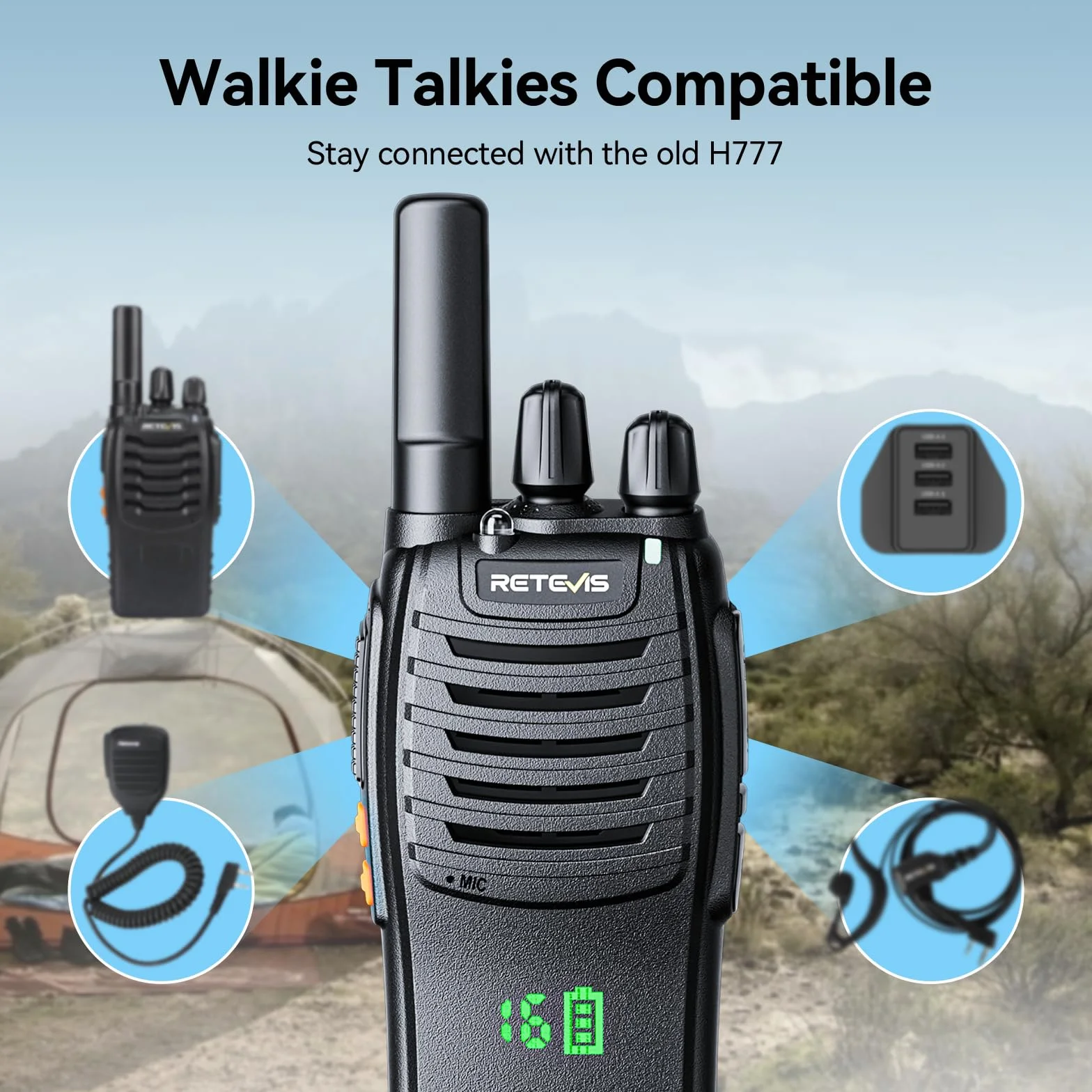 Retevis H777H Walkie Talkie PMR446 2-Kierunkowe Radio bez Licencji, 16 kanałów, VOX, LED, 3 Szt.