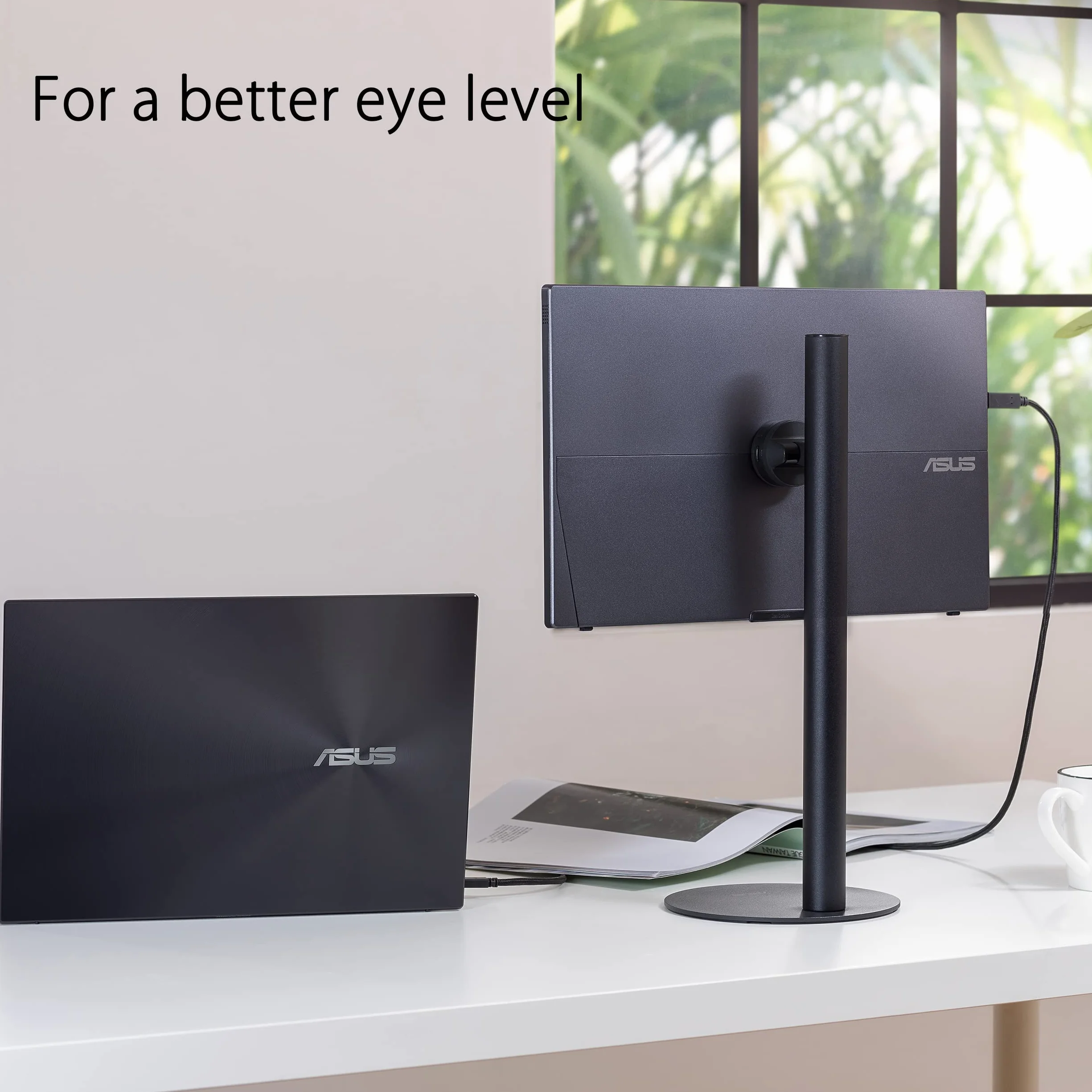 ASUS ZenScreen MTS02D ergonomiczny stojak do przenośnych monitorów, nachylenie, obrót, regulacja wysokości, kompatybilny ze statywem 1/4", do pracy w domu, do biura domowego