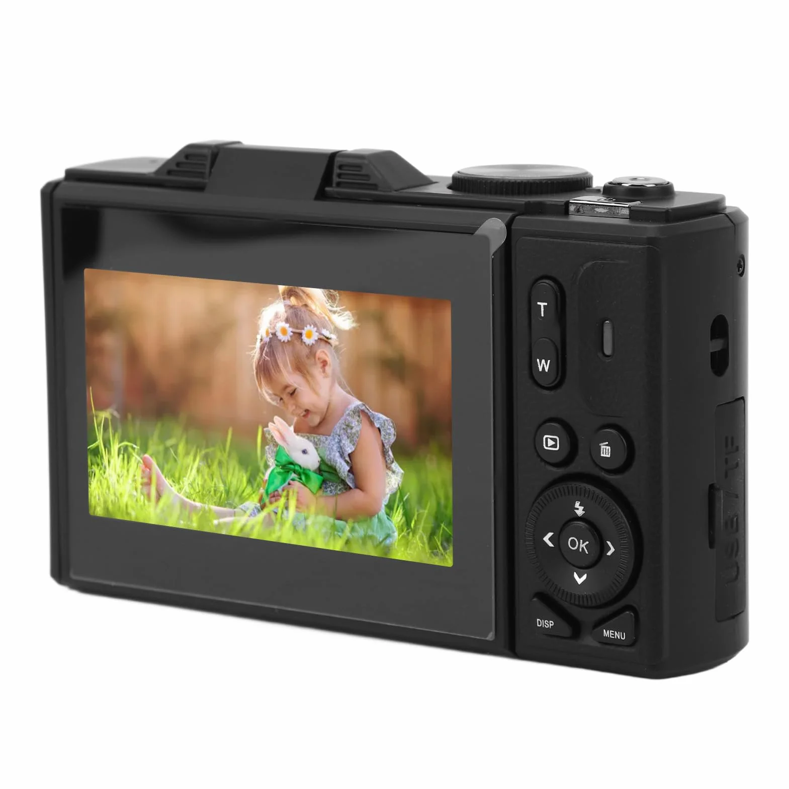 64MP Aparat Cyfrowy, Rejestrator Wideo 4K z 18x Zoom, Ekran Flip 3 '', dla Początkujących, Nastolatków, Dzieci, Studentów, YouTube, Transmisji na żywo, Połączenie USB (BLACK)