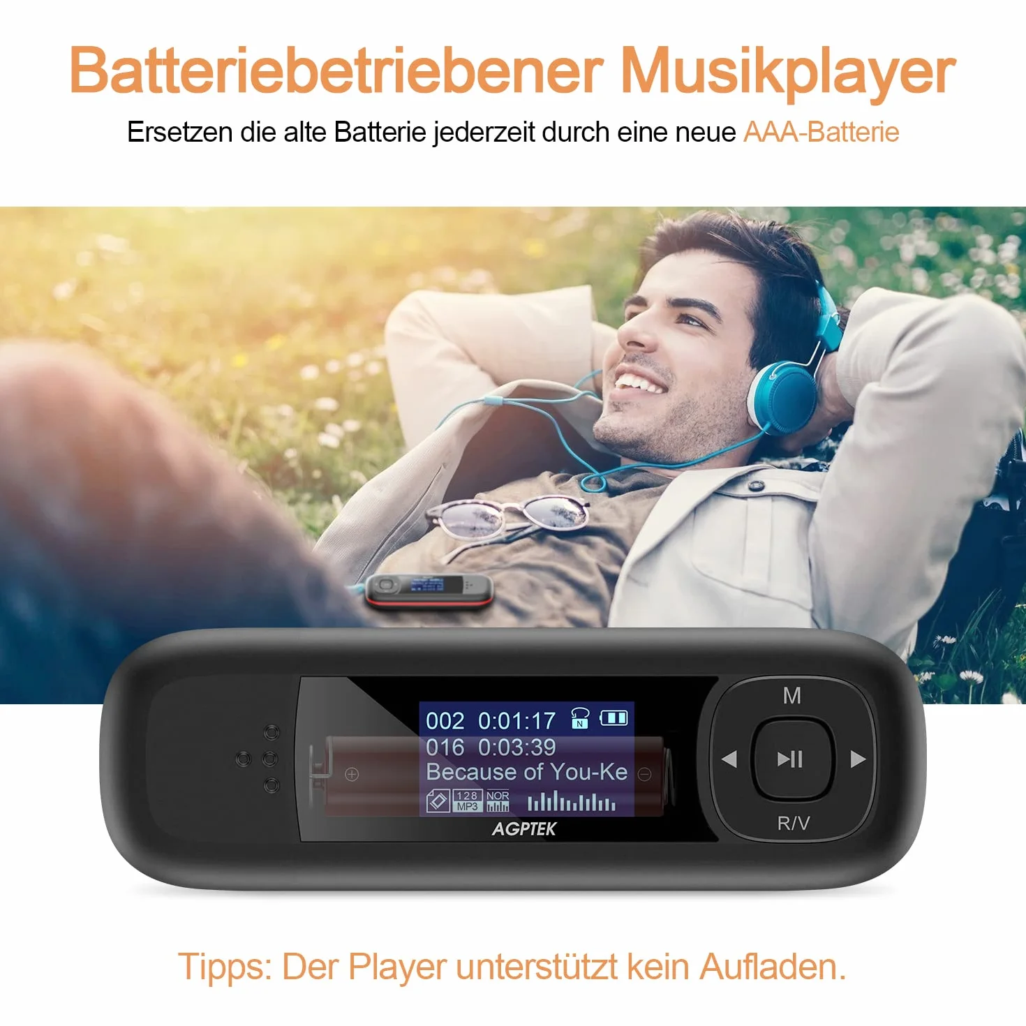 8 GB USB odtwarzacz MP3, przenośny, z radiem FM, odtwarzacz muzyki, zasilany akumulatorem, czarny i czerwony