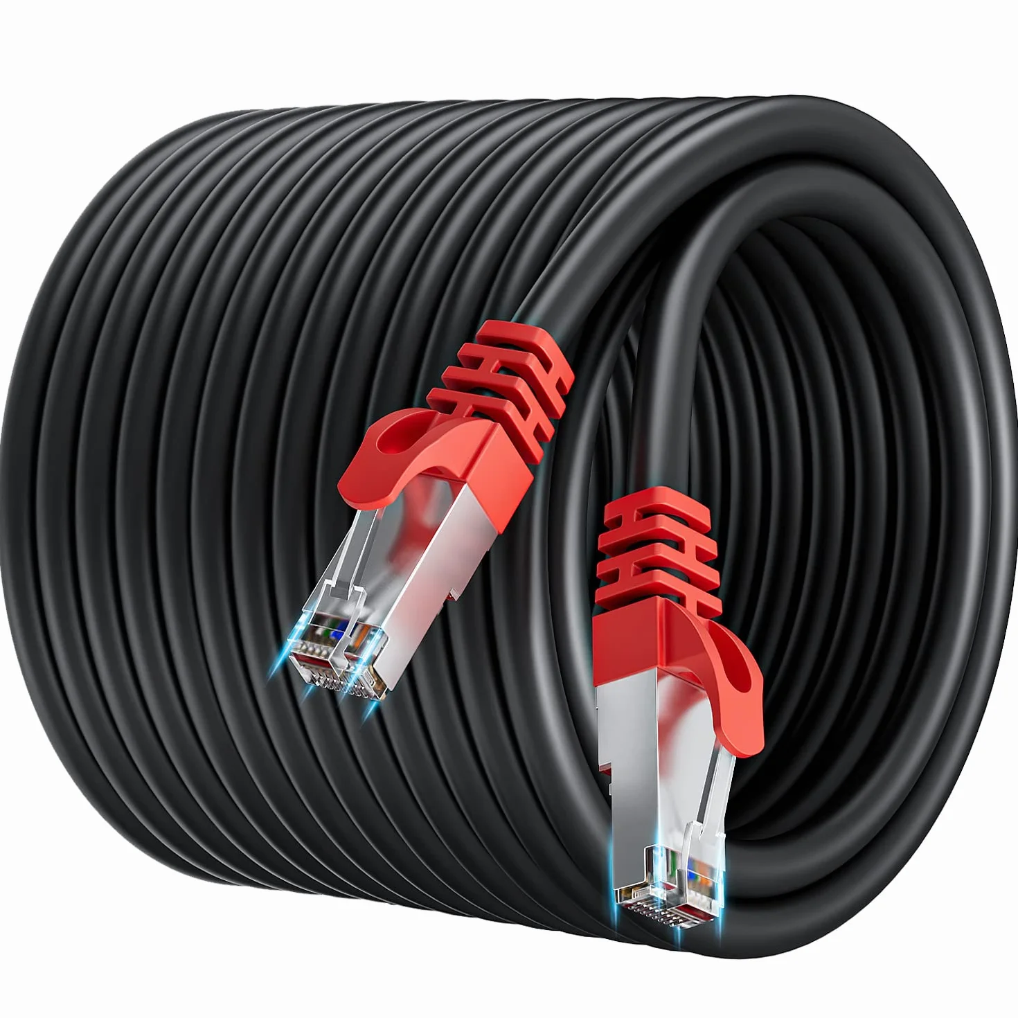 Kabel Ethernet 40m, Cat 7 Długi Kabel internetowy 40 metry Szybki Kabel sieciowy Ekranowany SFTP, Kabel RJ45 Gigabit 10Gb/s 600MHz Czarny Kabel krosowy LAN do przełącznika modemu routera