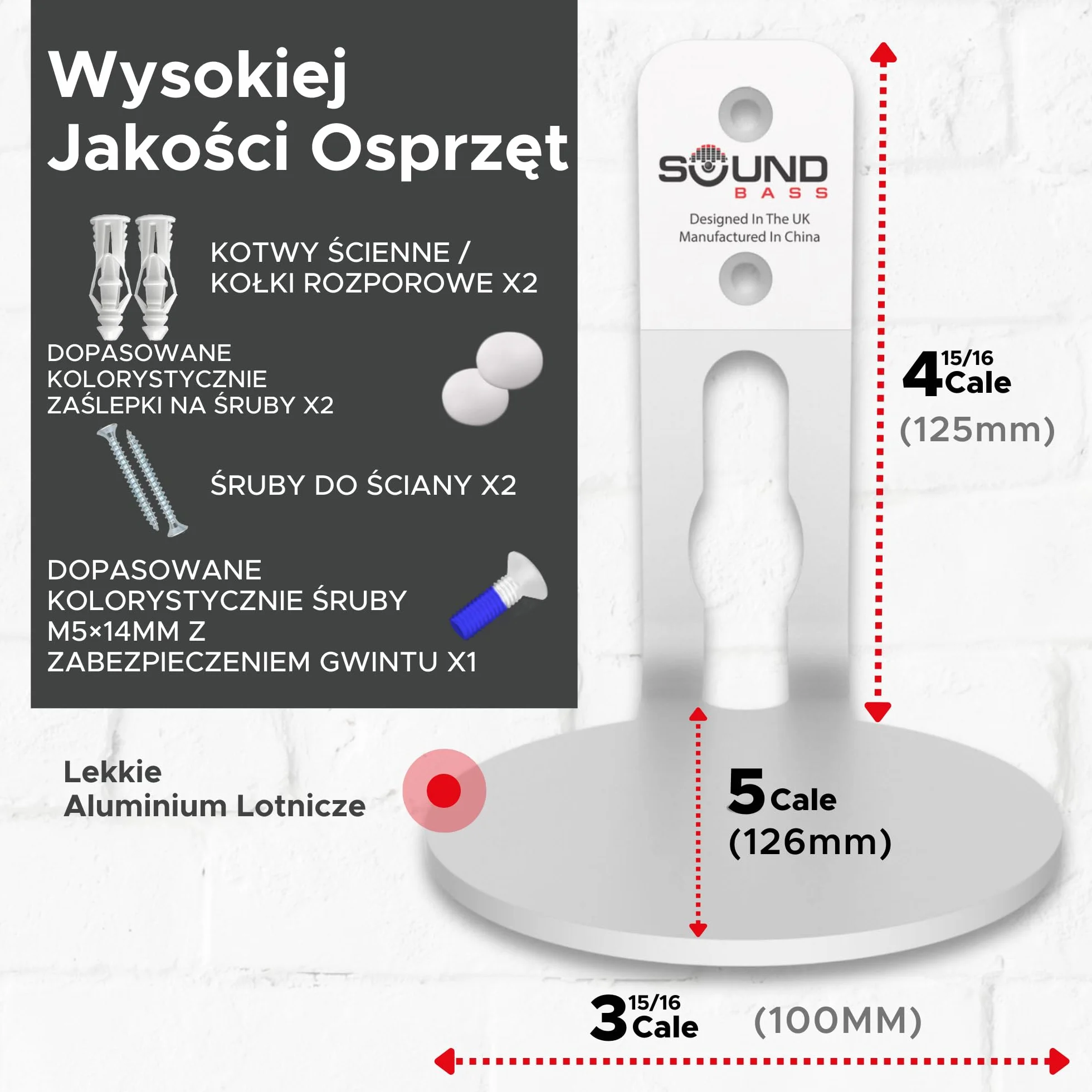 Uchwyt Ścienny Sonos ERA 100 Niski Profil Biały Zestaw Podwójny