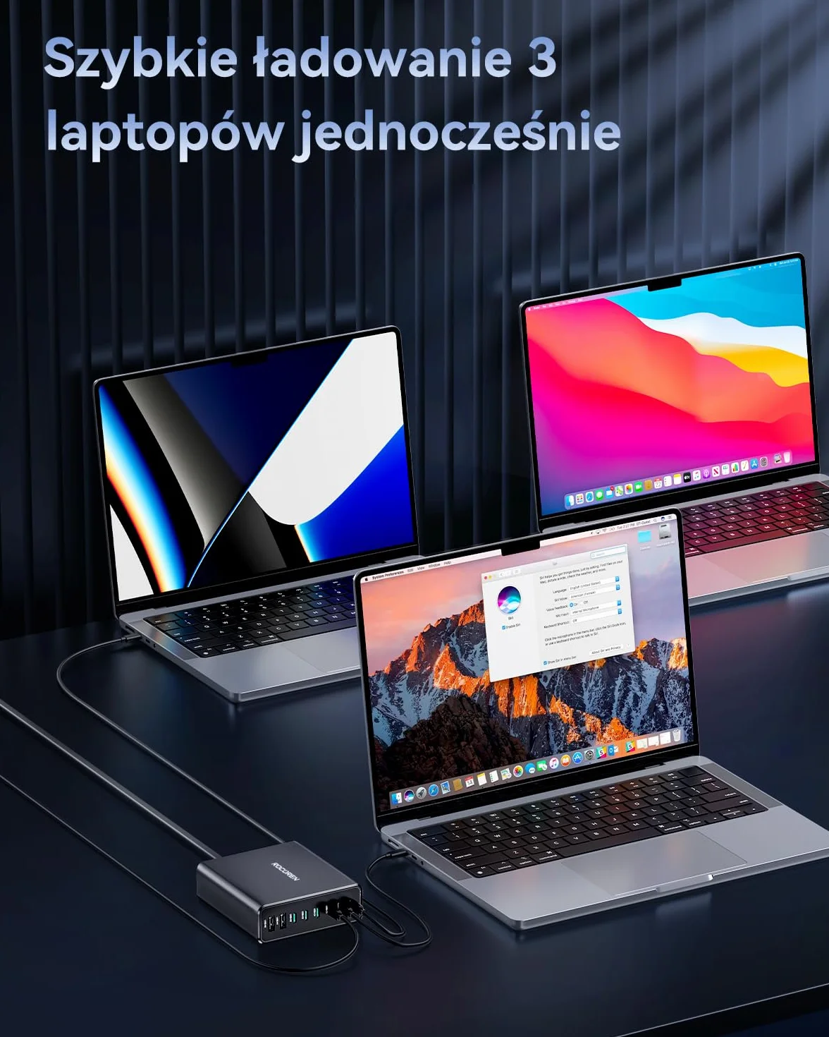Rocoren Ładowarka USB 340W GaN 8 portów PD100W QC4.0 PPS do MacBook Pro iPad iPhone Samsung Galaxy