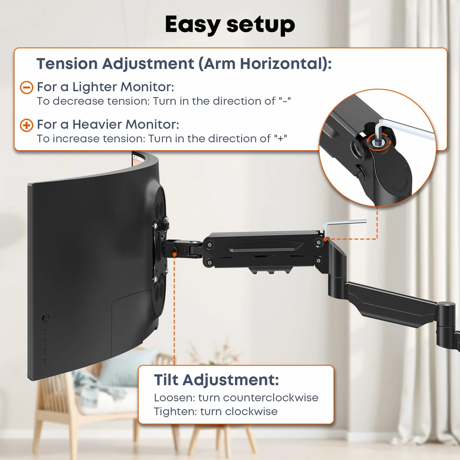 Uchwyt ścienny do monitora 17-32'' - bardzo długie pojedyncze ramię monitora montowane na ścianie, w pełni regulowany uchwyt ścienny Vesa, VESA 75x75/100x100, nośność do 9 kg, czarny