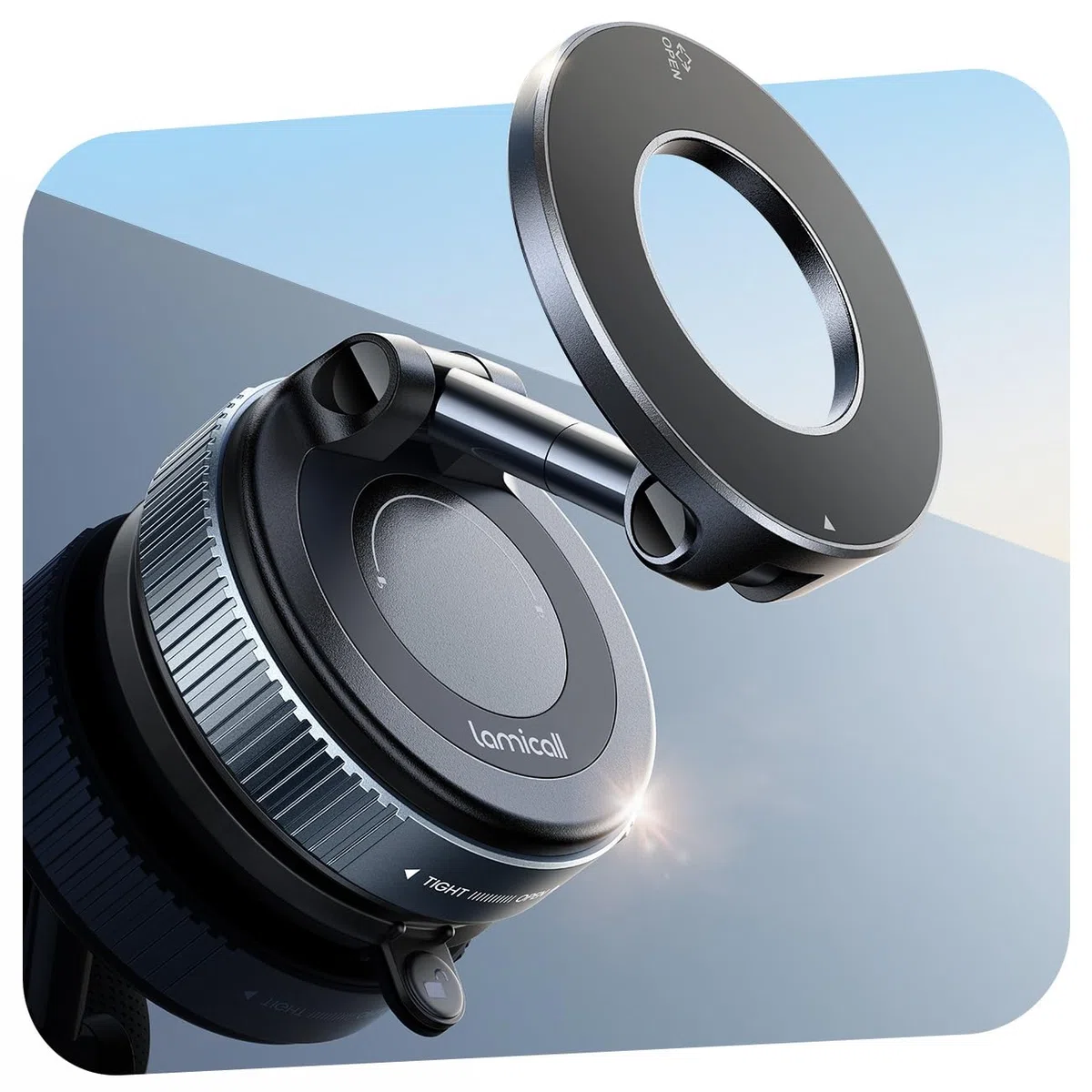 Lamicall uchwyt na telefon do samochodu z magnesem próżniowym, 2025 ulepszony uchwyt samochodowy z przyssawą do Magsafe, obrotowy w 360° na lusterko, dla iPhone 17 16 15 13 12 Pro/Max/Plus/Air/Mini na
