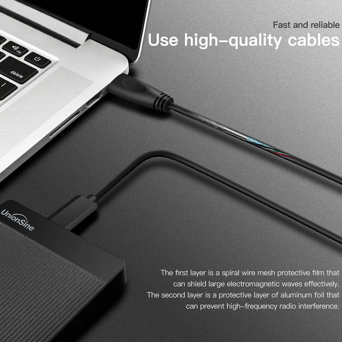 UnionSine 500 GB Ultra cienki przenośny zewnętrzny dysk twardy USB 3.0 pamięć HDD kompatybilna z komputerami stacjonarnymi, laptopami, Xbox One, Xbox One, PS4 (czarny) HD-006