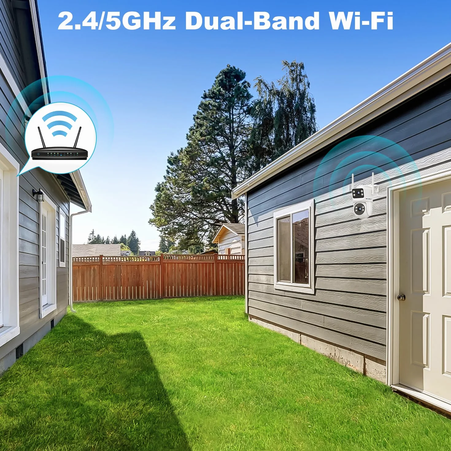 GENBOLT PTZ Kamera Zewnętrzna WiFi 2.4&5GHz, CCTV Monitoringu PoE Kamera IP Zewnętrzna z Kolorowe widzenie nocne, Wykrywanie Humanoidów, Automatyczne śledzenie [Podwójny Ekran]