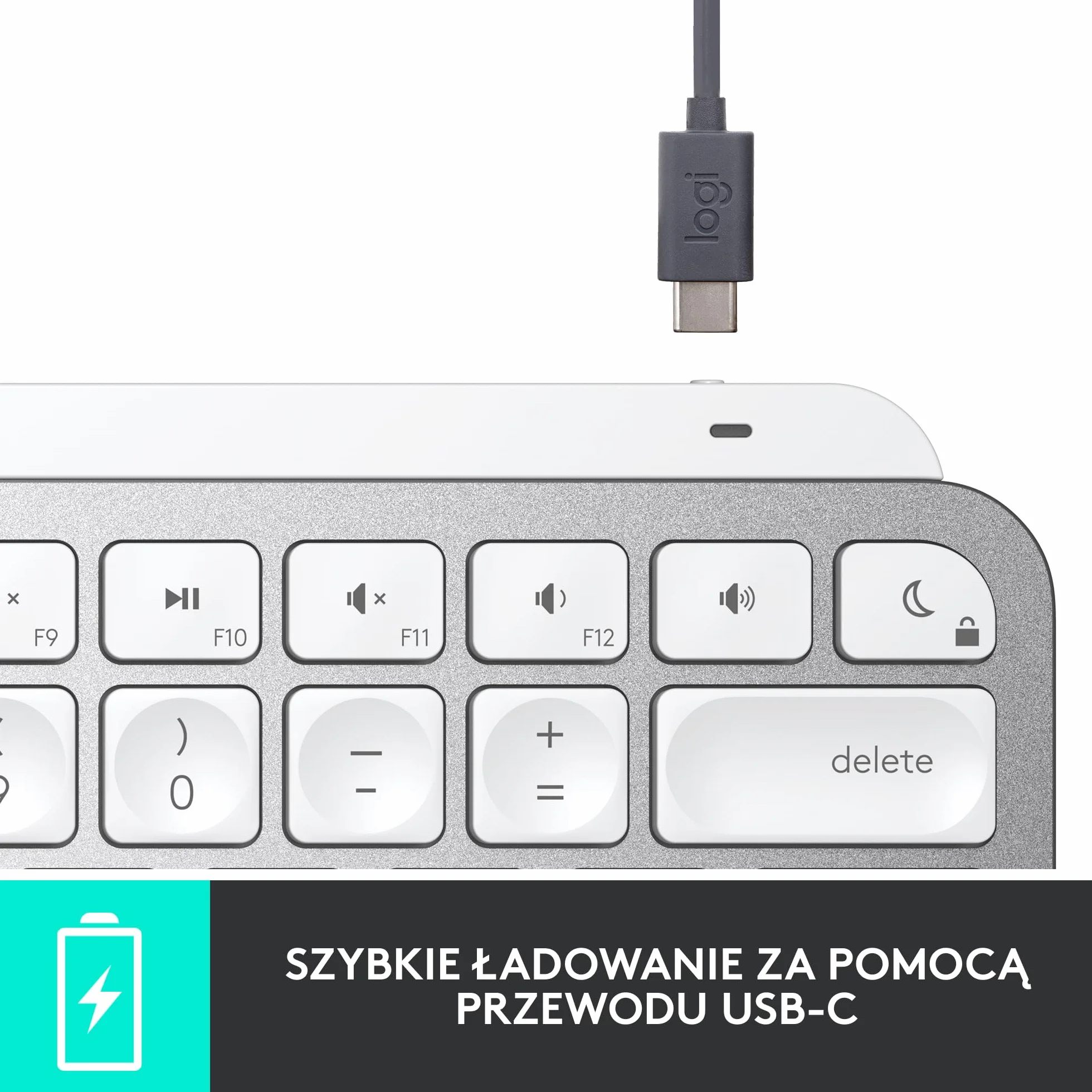 Logitech MX Keys Mini for Mac Mała klawiatura bezprzewodowa Bluetooth podświetlane klawisze USB-C Jasnoszary