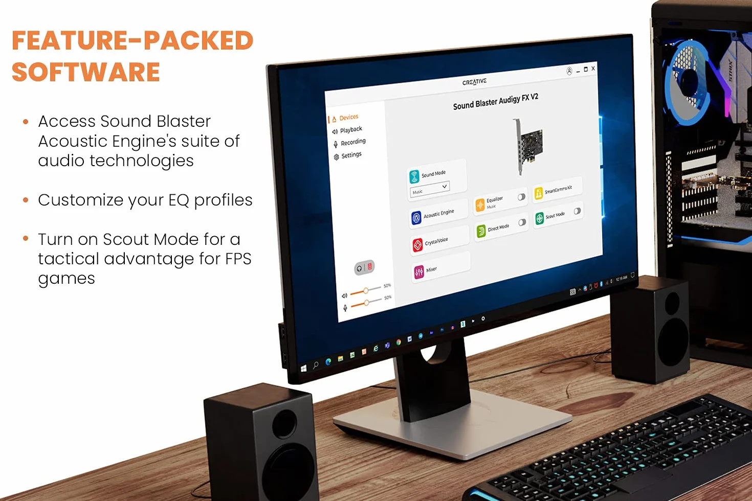 CREATIVE Sound Blaster Audigy Fx V2 wewnętrzna karta dźwiękowa PCI-e o wysokiej rozdzielczości z dyskretnym dźwiękiem 5.1 i wirtualnym Surround, Scout Mode, SmartComms Kit do PC