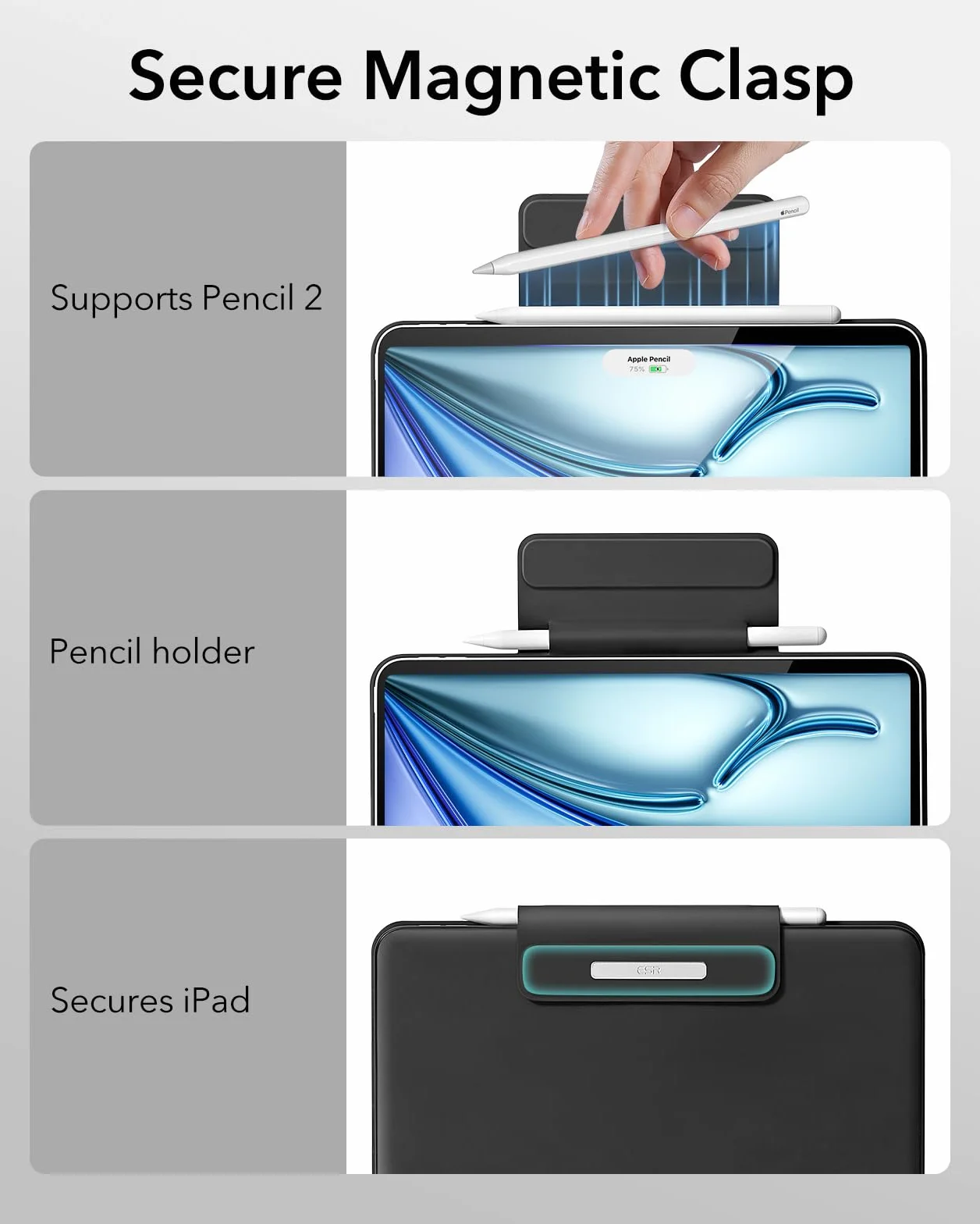 ESR Rebound Magnetyczne etui na klawiaturę, etui na iPada z klawiaturą, kompatybilne z iPadem Pro 11 / iPad Air 5/4, łatwy do ustawienia, pływający stojak na wspornik, precyzyjny gładzik Multi-Touch
